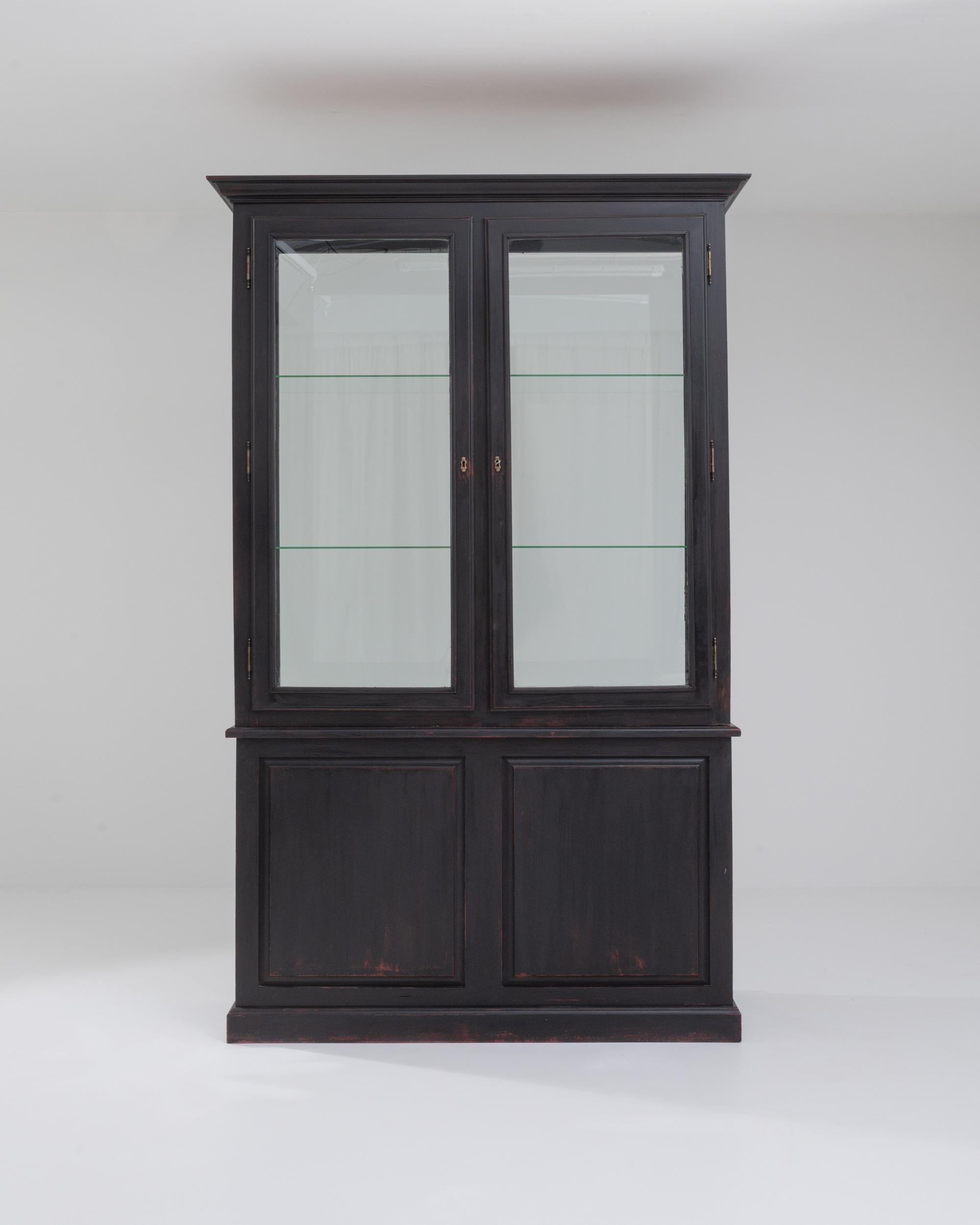 French Provincial Vintage French Patinated Vitrine For Sale