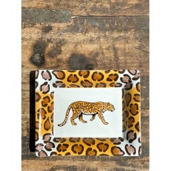 Vintage French Patricia Derouboix Limoges Cheetah Ceramic Tray