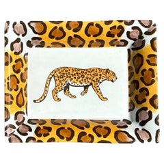Vintage French Patricia Derouboix Limoges Cheetah Ceramic Tray