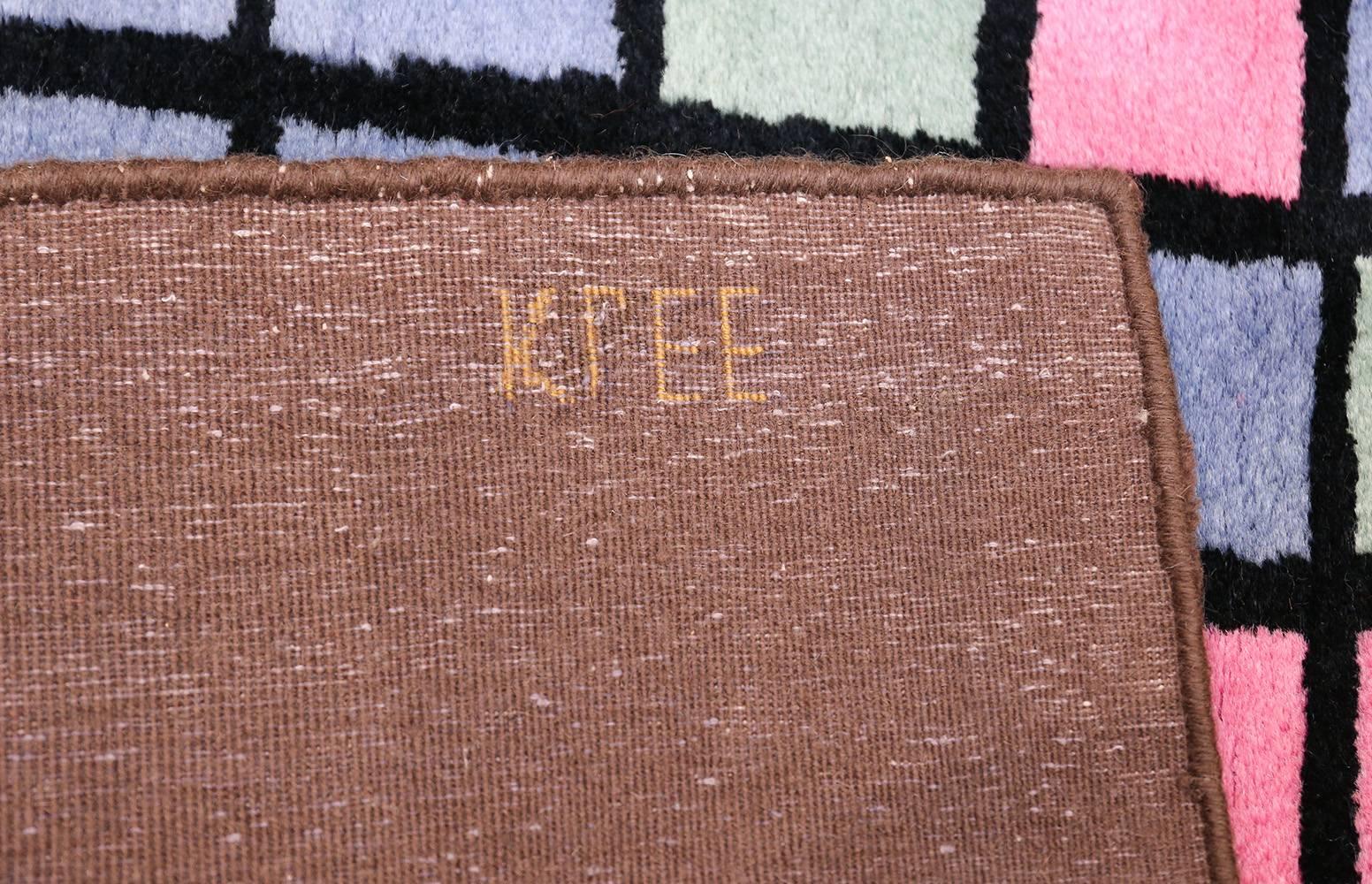 Wool Vintage French Paul Klee Design Art Rug