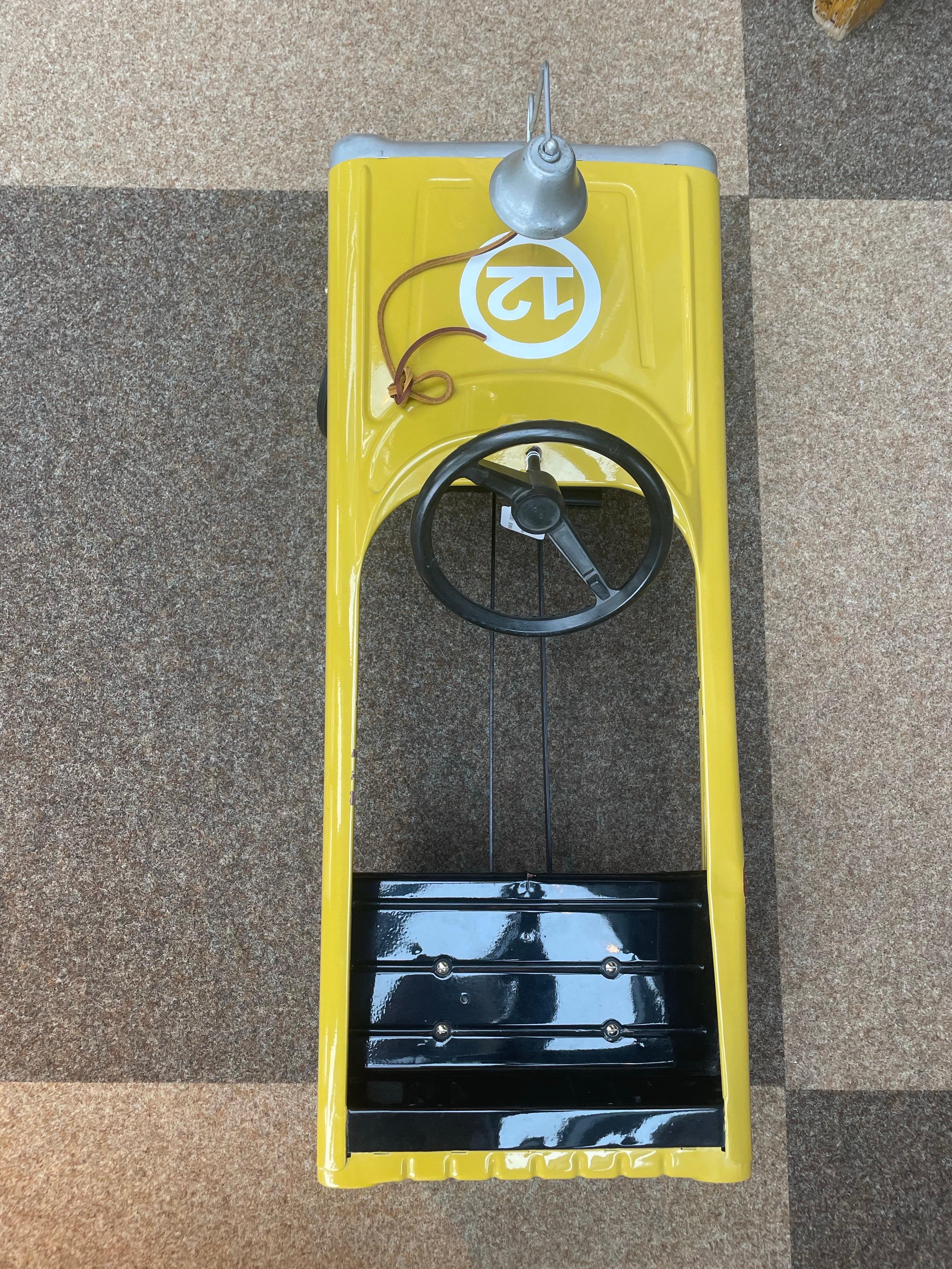Vintage French Pedal Car, 1950s — Restored Metal Body with Rubber Tires In Good Condition For Sale In Northport, MI