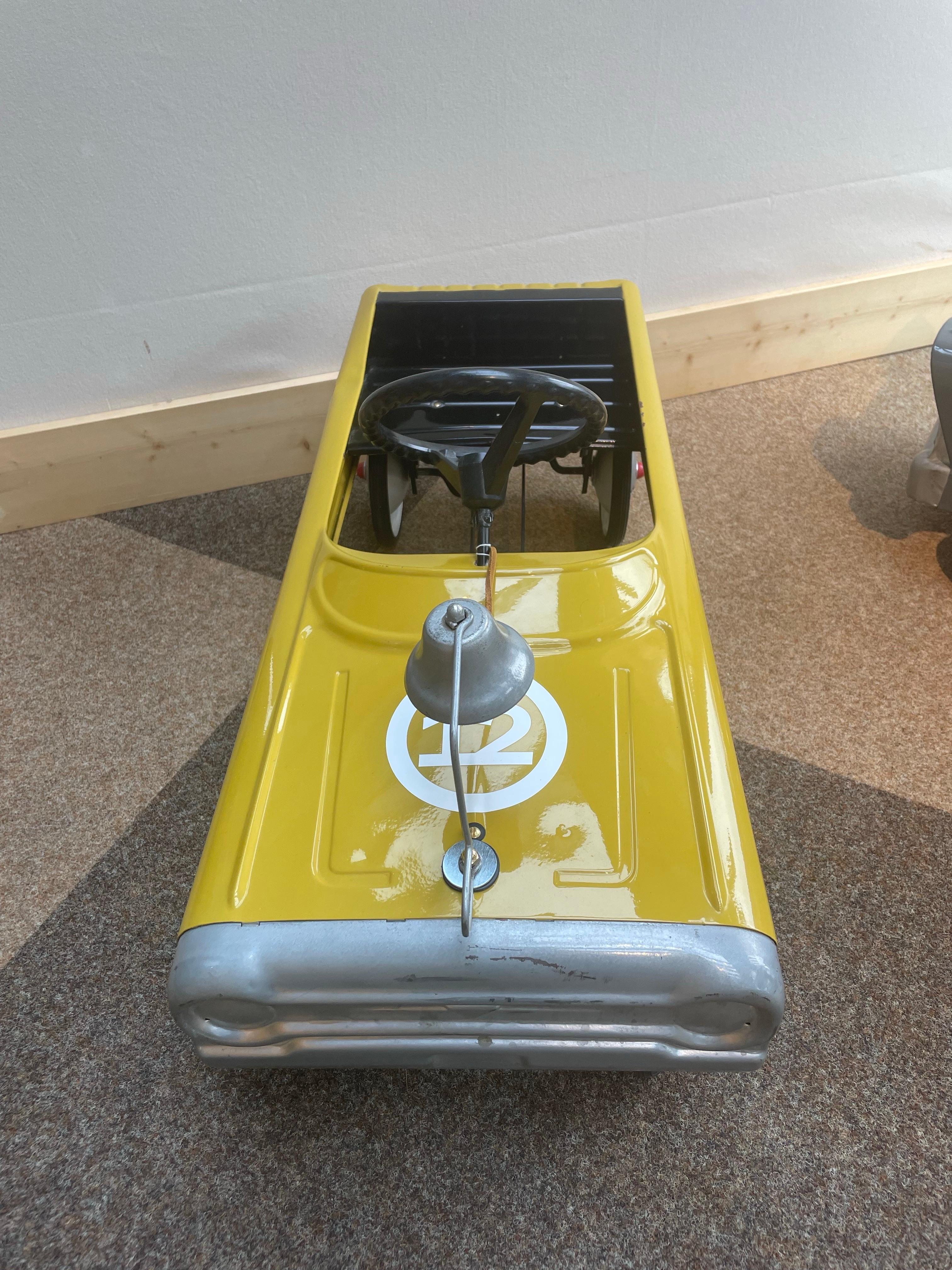Vintage French Pedal Car, 1950s — Restored Metal Body with Rubber Tires For Sale 1