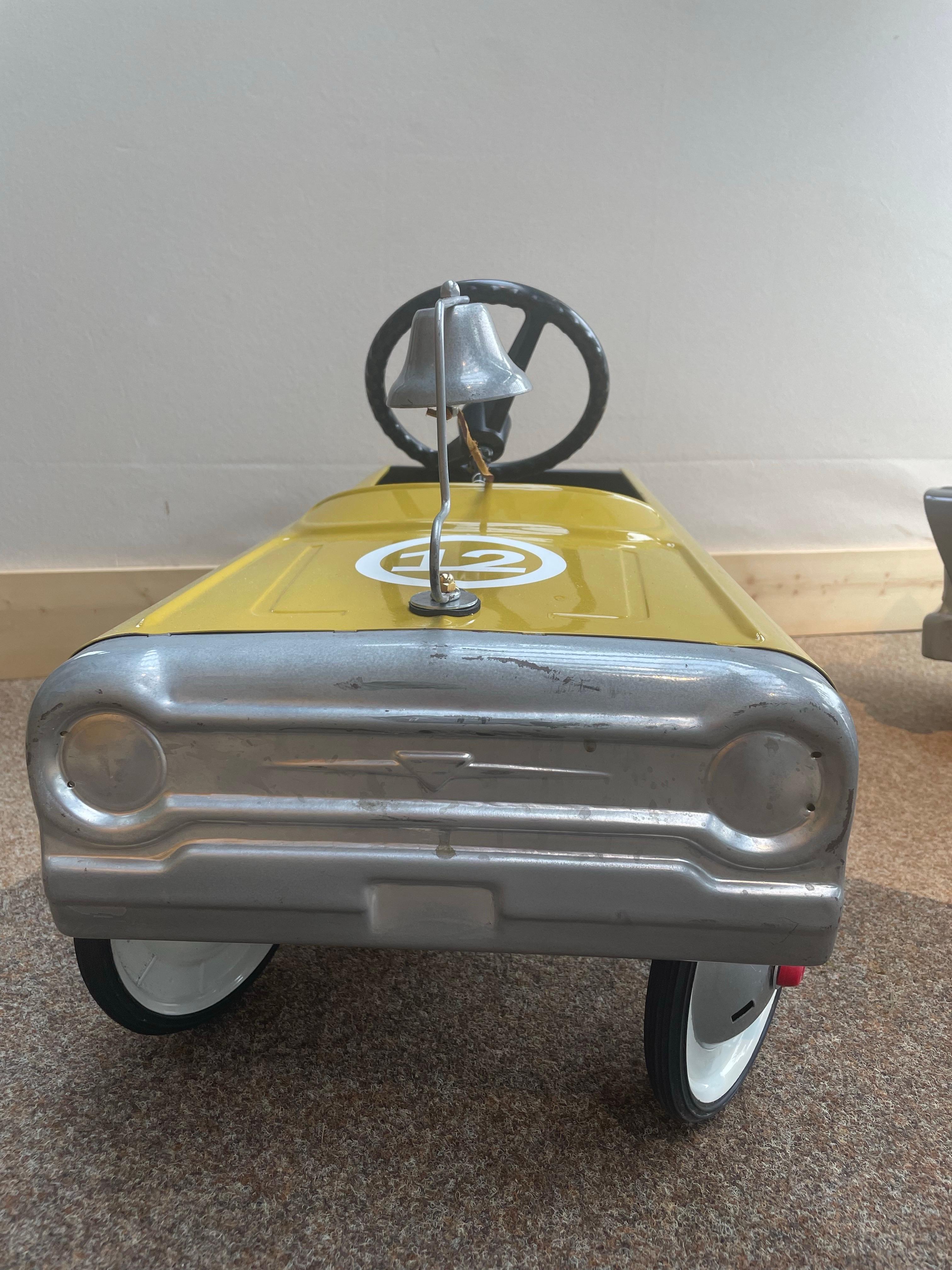 Vintage French Pedal Car, 1950s — Restored Metal Body with Rubber Tires For Sale 2
