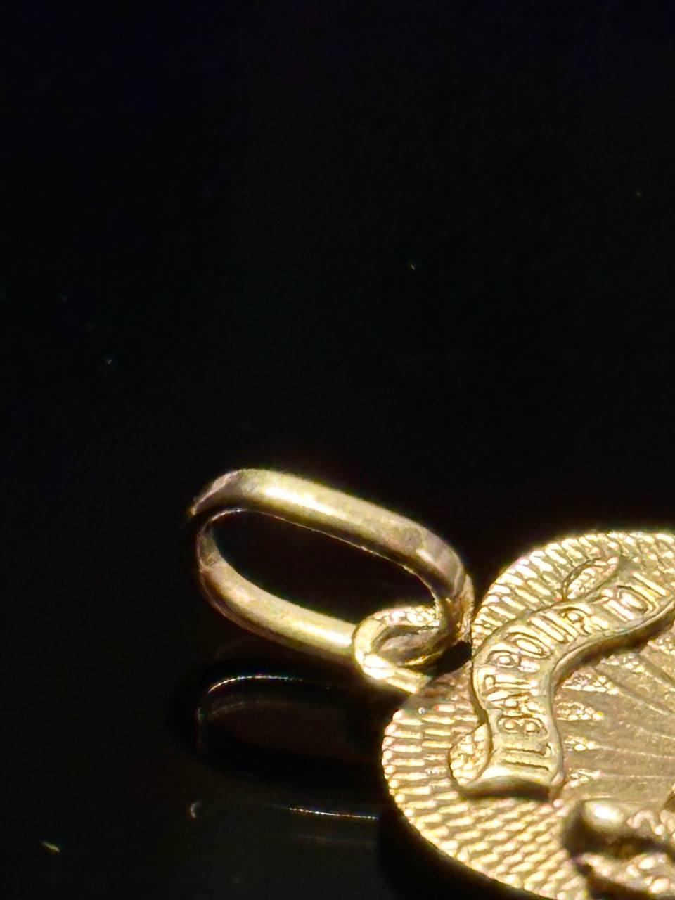 Vintage French Pendant Angels Ruby Heart Il Bat Pour Toi 18k Yellow Gold 7