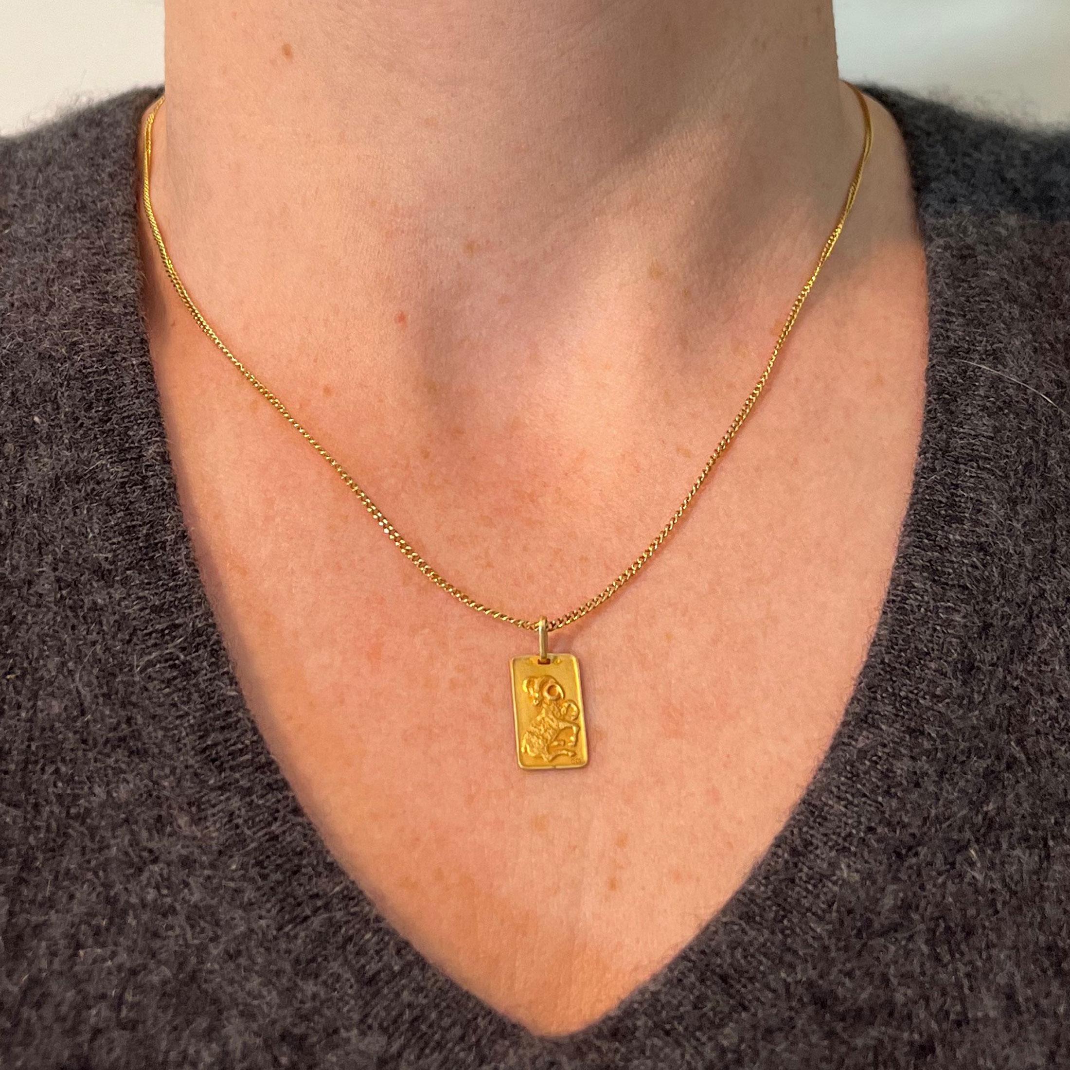 da uomo o donna Ciondolo Medaglia d'epoca francese Perroud Ares Zodiac in oro giallo 18 carati in vendita
