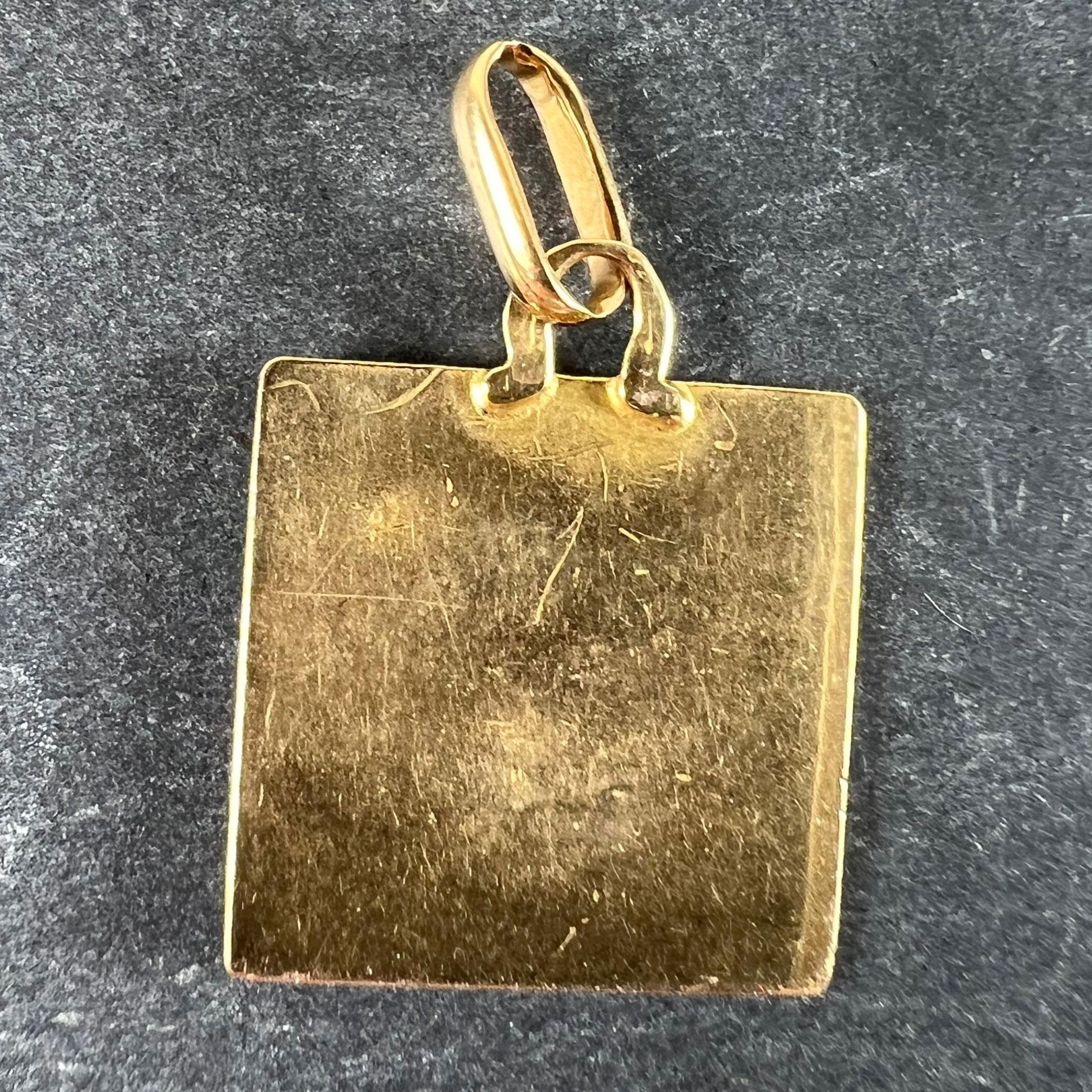 Vintage French Raphael Cherubino in oro giallo 18K Ciondolo Medaglia Quadrata In condizioni buone in vendita a London, GB