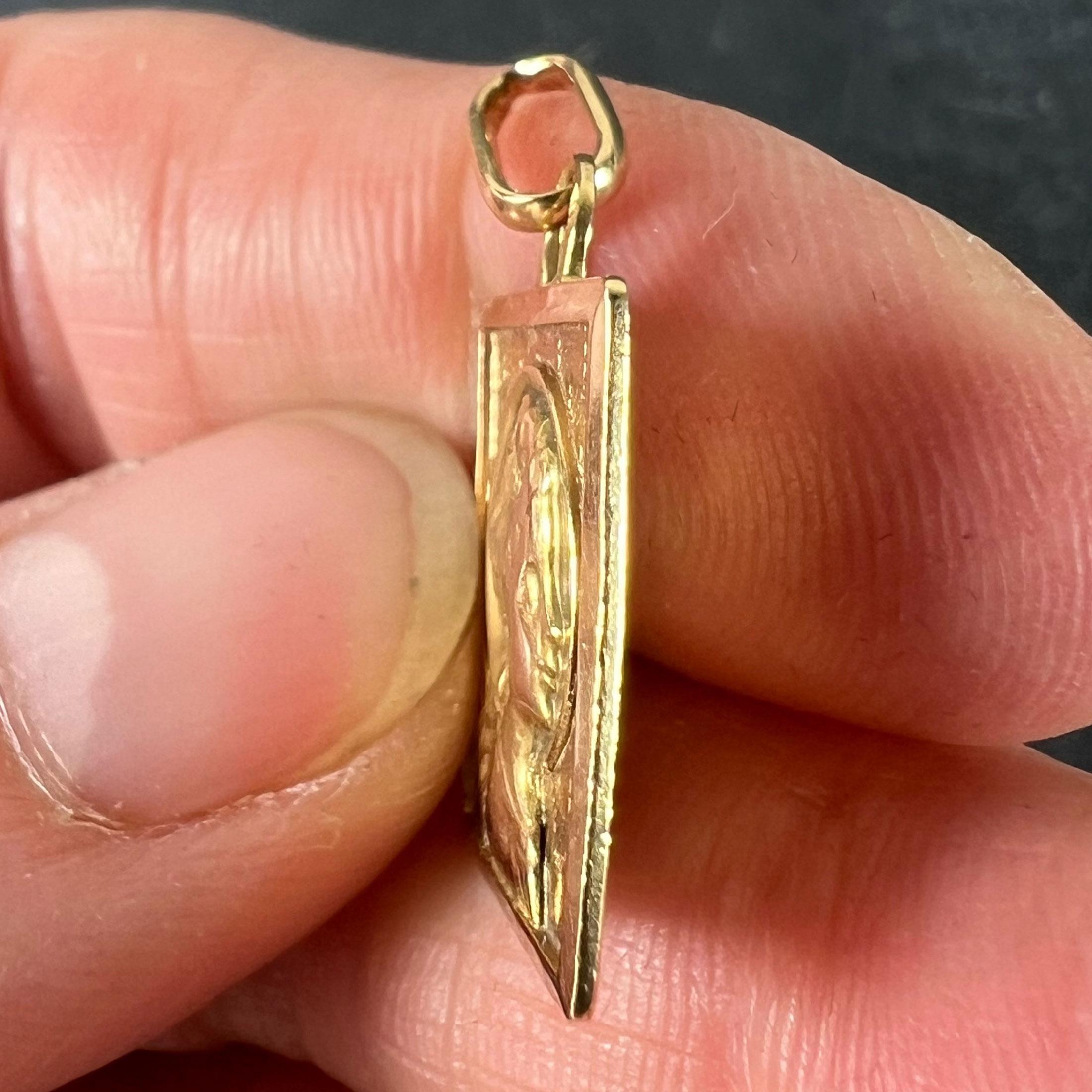 Vintage French Raphael Cherubino in oro giallo 18K Ciondolo Medaglia Quadrata in vendita 3