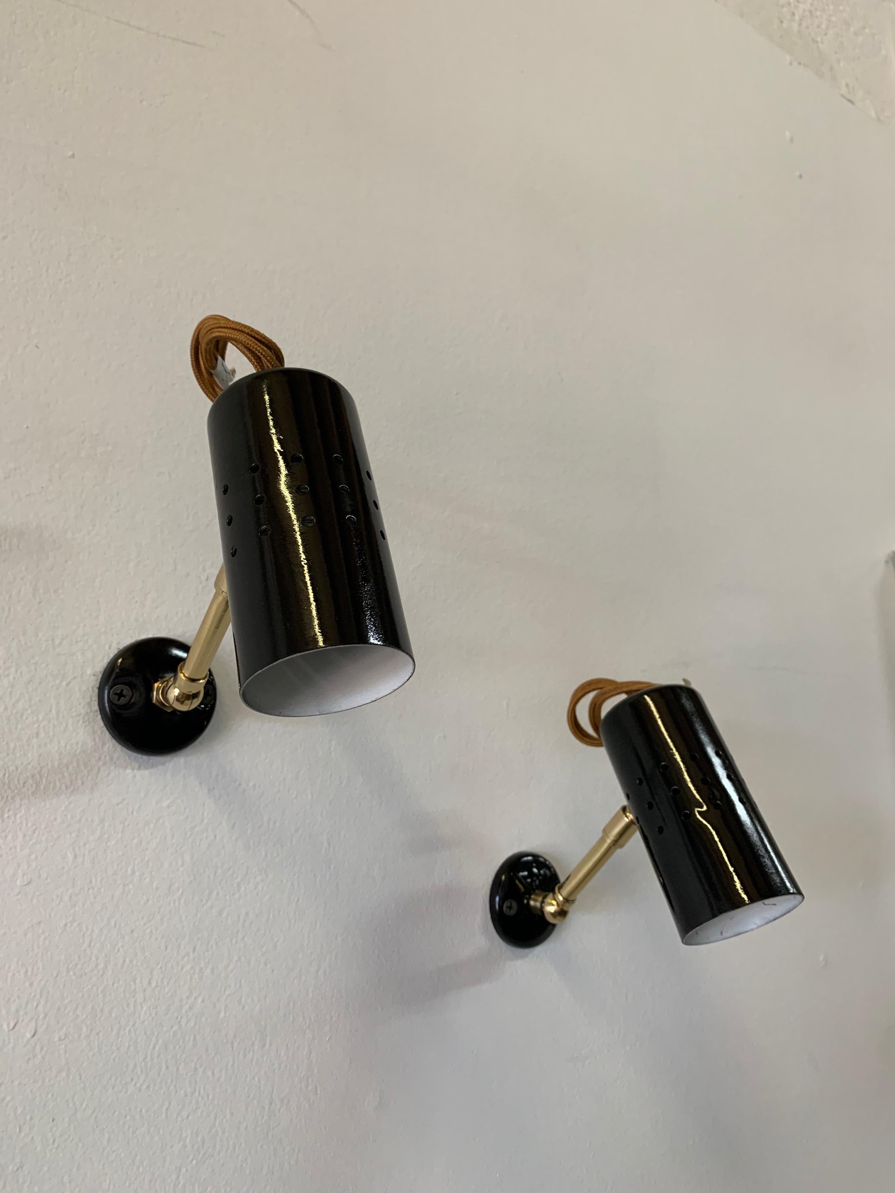 Peint Vintage French Petite Spot Lights/ Wall Sconces:: Pair en vente