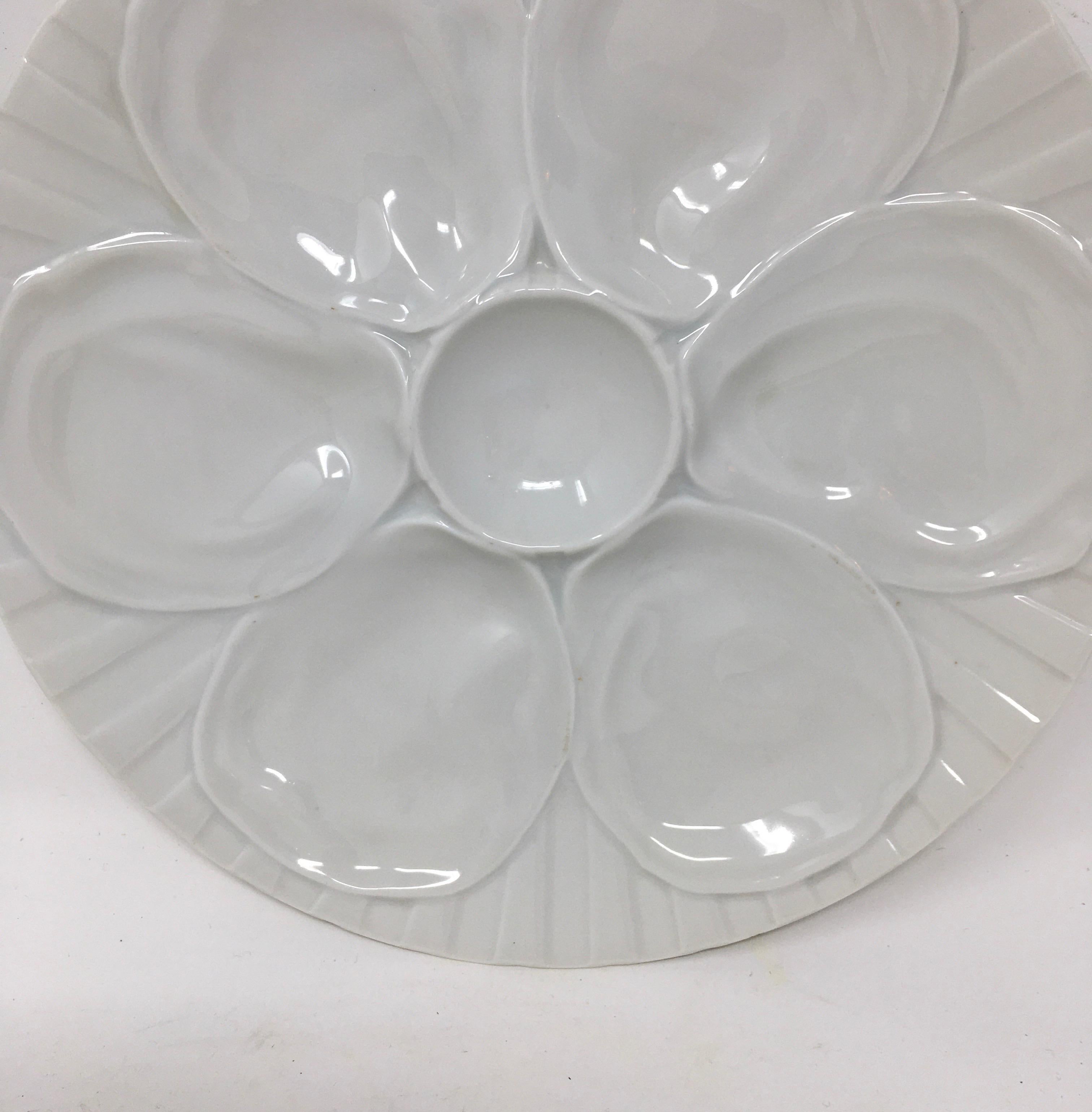 Vintage French Pillivuyt Oyster Plate In Good Condition In Houston, TX