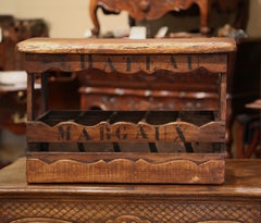 Vintage French Pine Fifteen Wine Bottle Trunk with "Chateau Margaux" Inscription