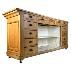Vintage French Pine Haberdashery Shop Counter