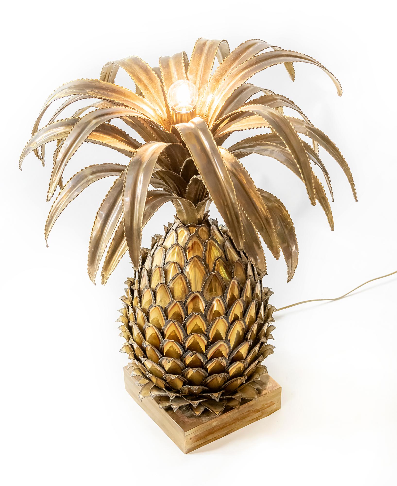 Französische Vintage-Ananas-Tischlampe von Maison Jansen (Moderne der Mitte des Jahrhunderts)