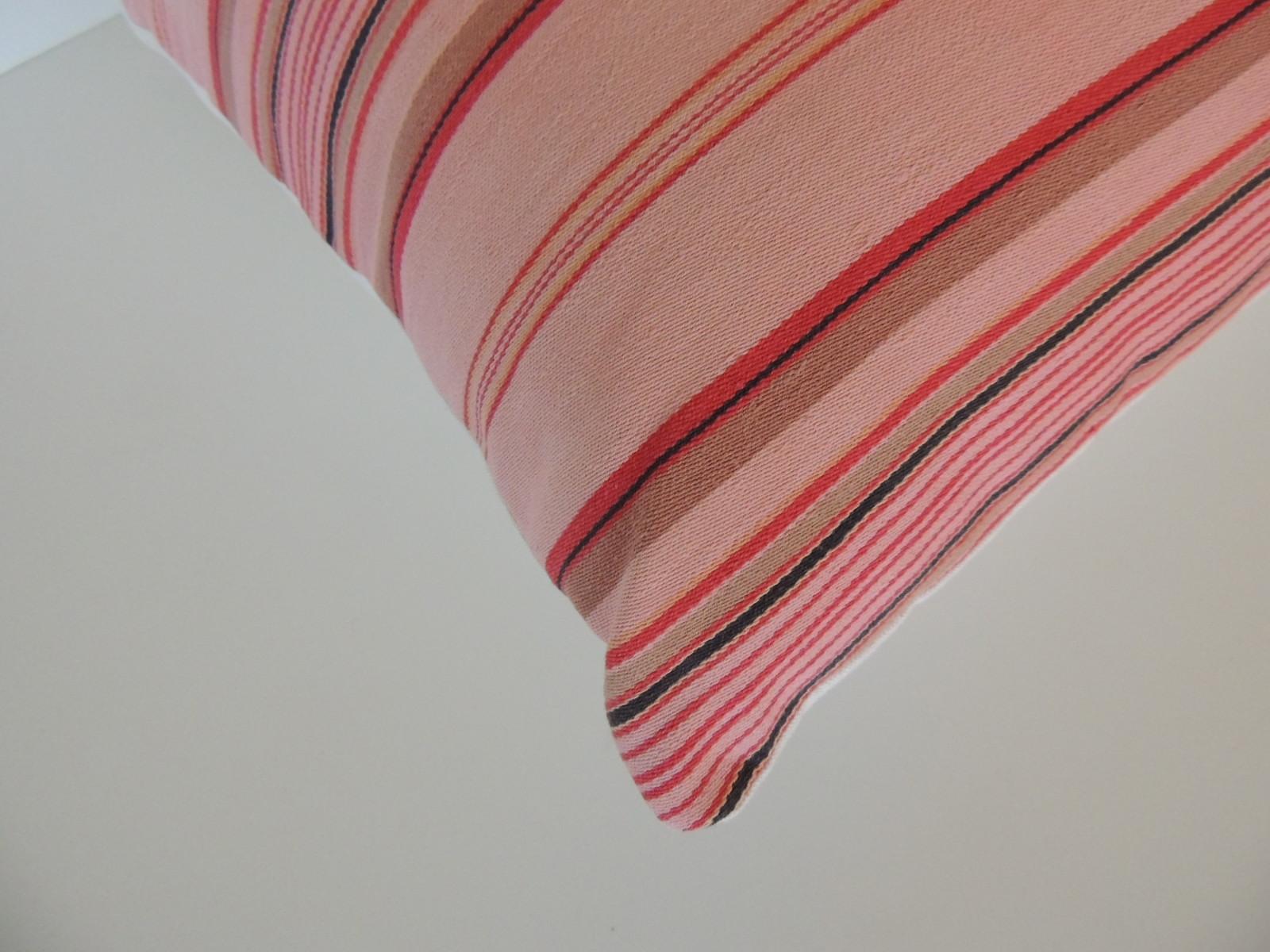 French Provincial Vintage French Pink and Red Stripes Lumbar Decorative Pillow