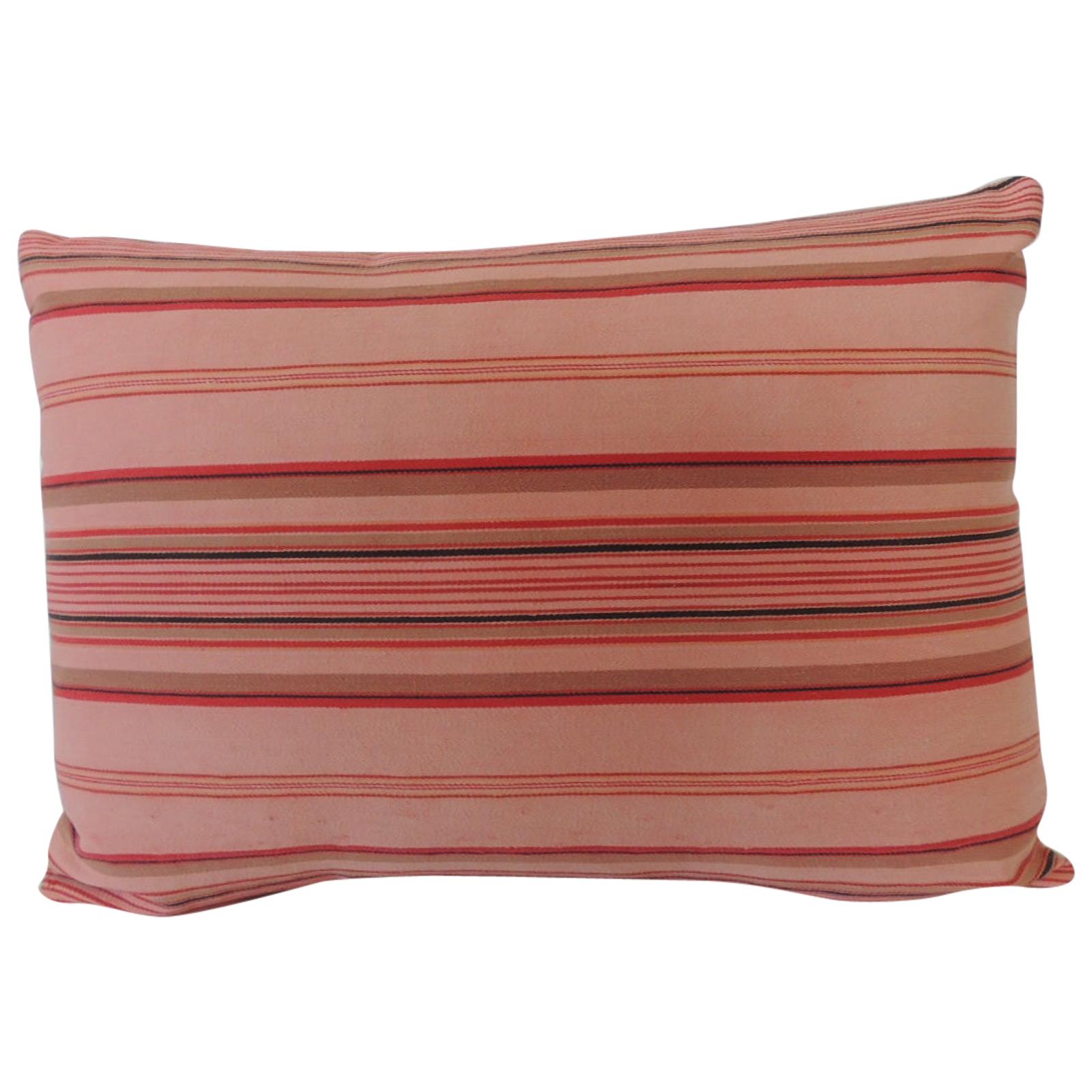 Vintage French Pink and Red Stripes Lumbar Decorative Pillow