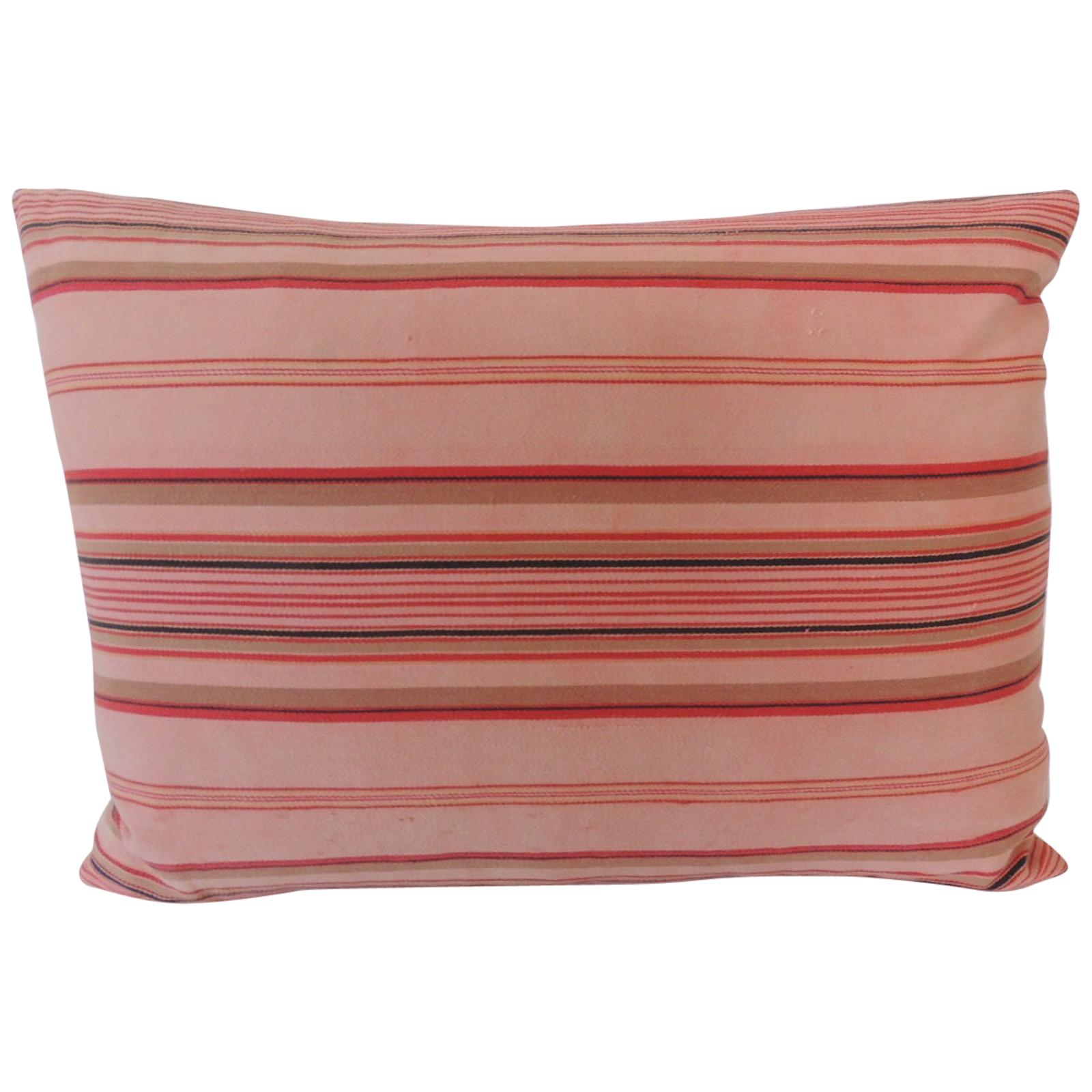 Vintage French Pink and Red Stripes Lumbar Decorative Pillow