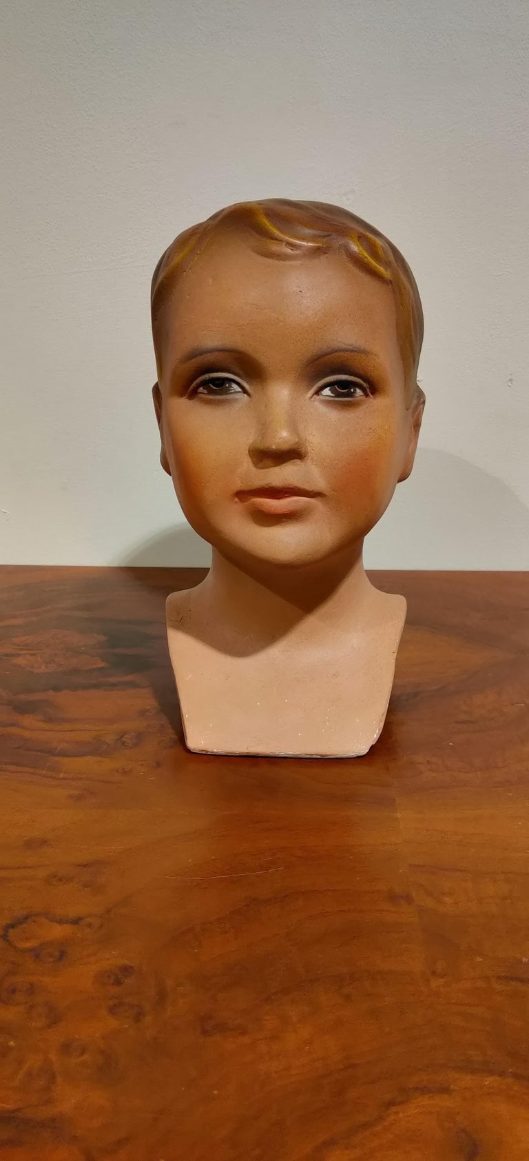 Vintage French Plaster Child Mannequin Head For Sale at 1stDibs