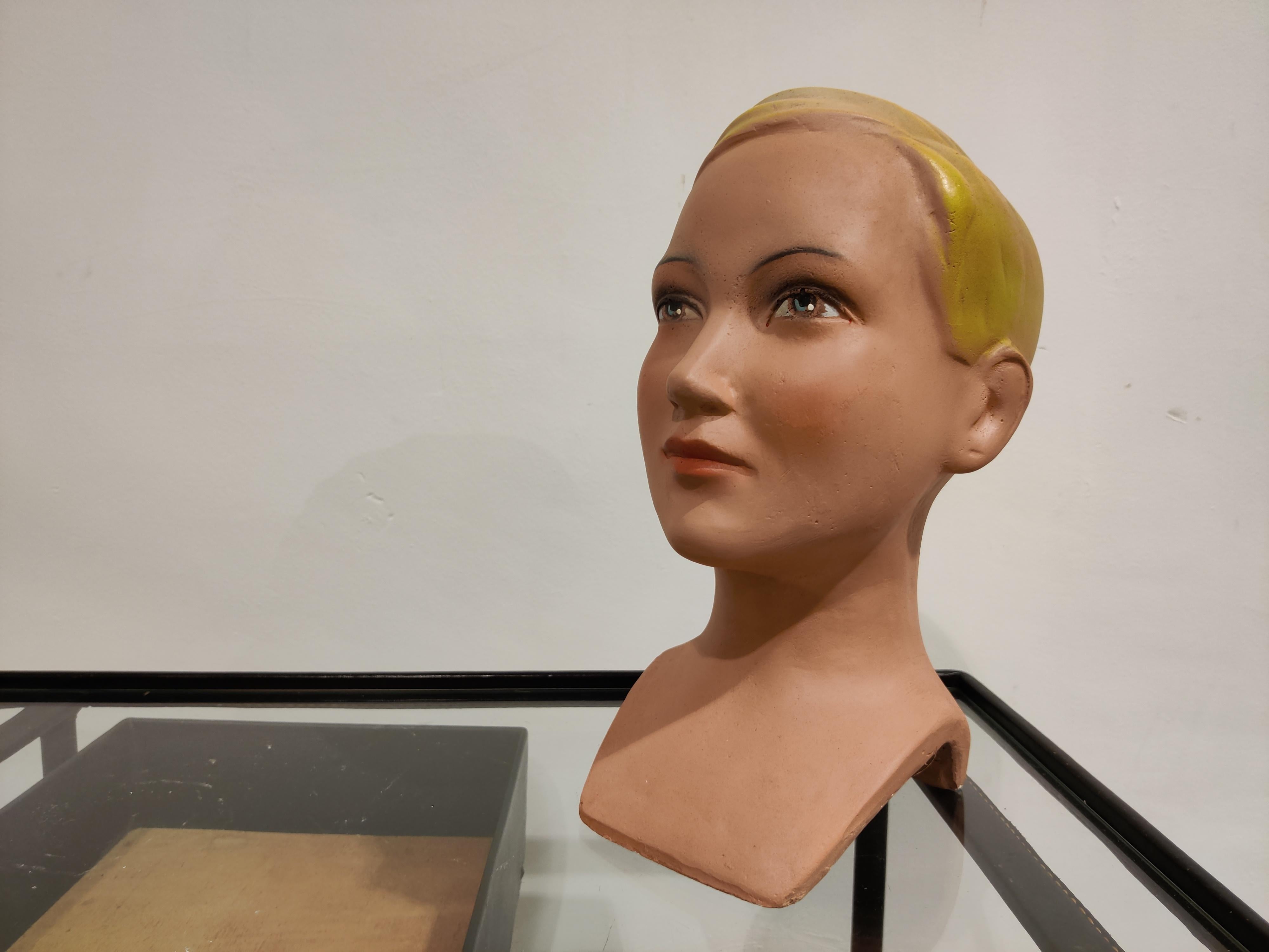 Mid-20th Century Vintage French Plaster Child Mannequin Head