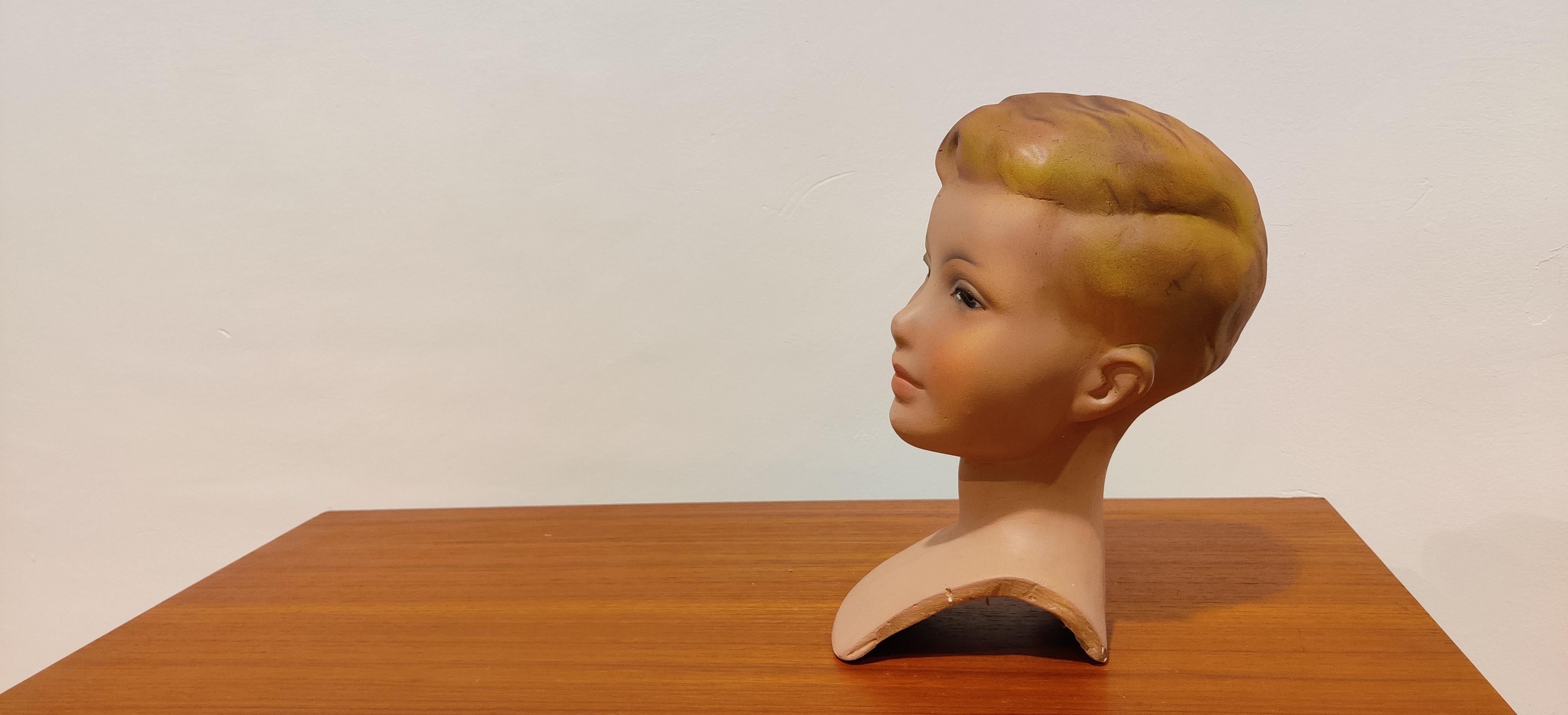 Vintage French Plaster Child Mannequin Head 2