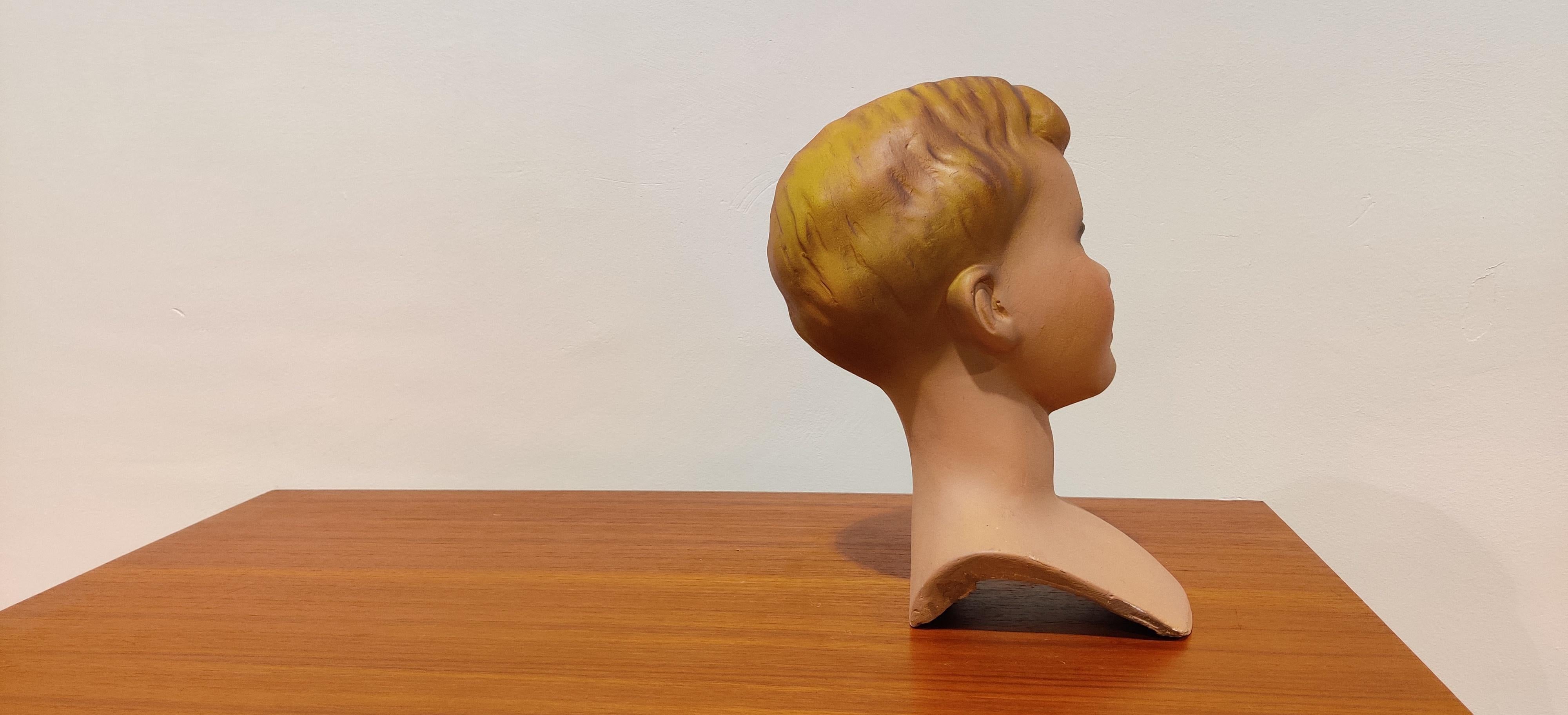 Vintage French Plaster Child Mannequin Head 4