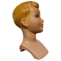 Retro French Plaster Child Mannequin Head