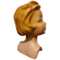 Retro French Plaster Child Mannequin Head