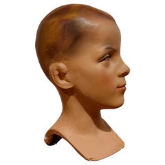 Vintage French Plaster Child Mannequin Head