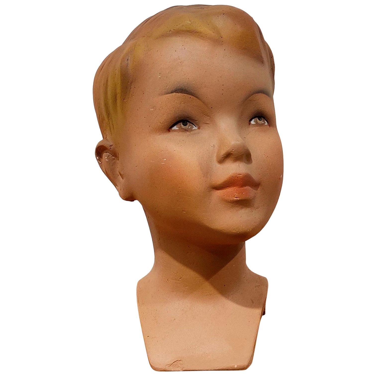 Plaster Male Mannequin Head with Blue Eyes For Sale at 1stDibs