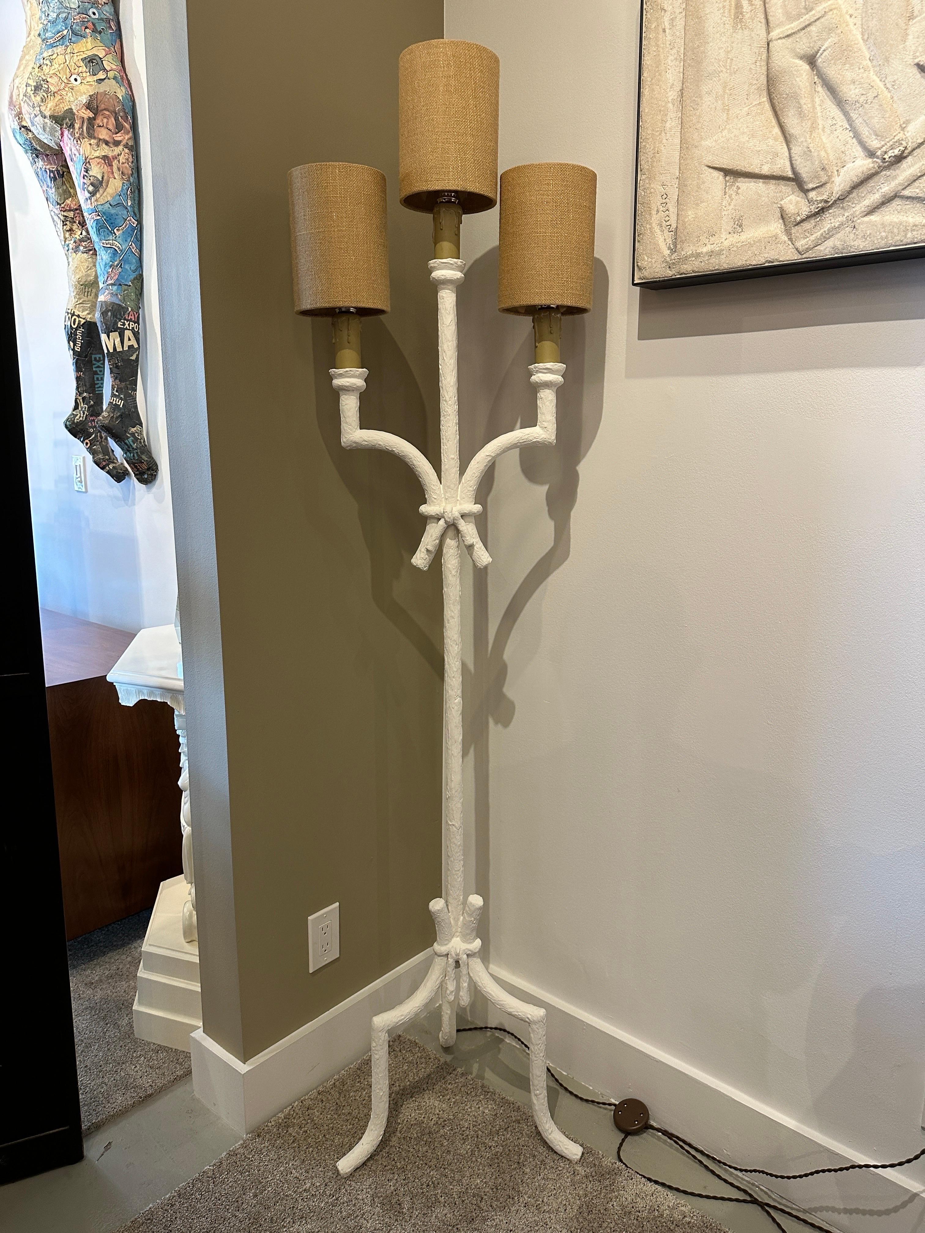 Vintage French Plaster Floor Lamp/ Torchère in the Giacometti Manner For Sale 6