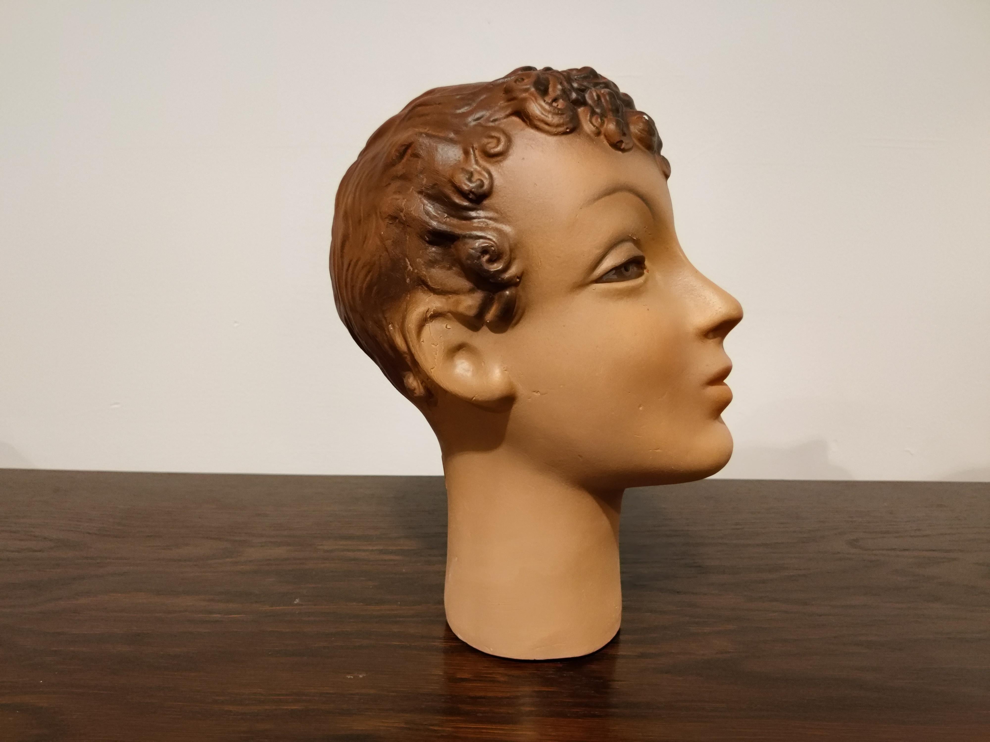 Art Deco Vintage French Plaster Mannequin Head