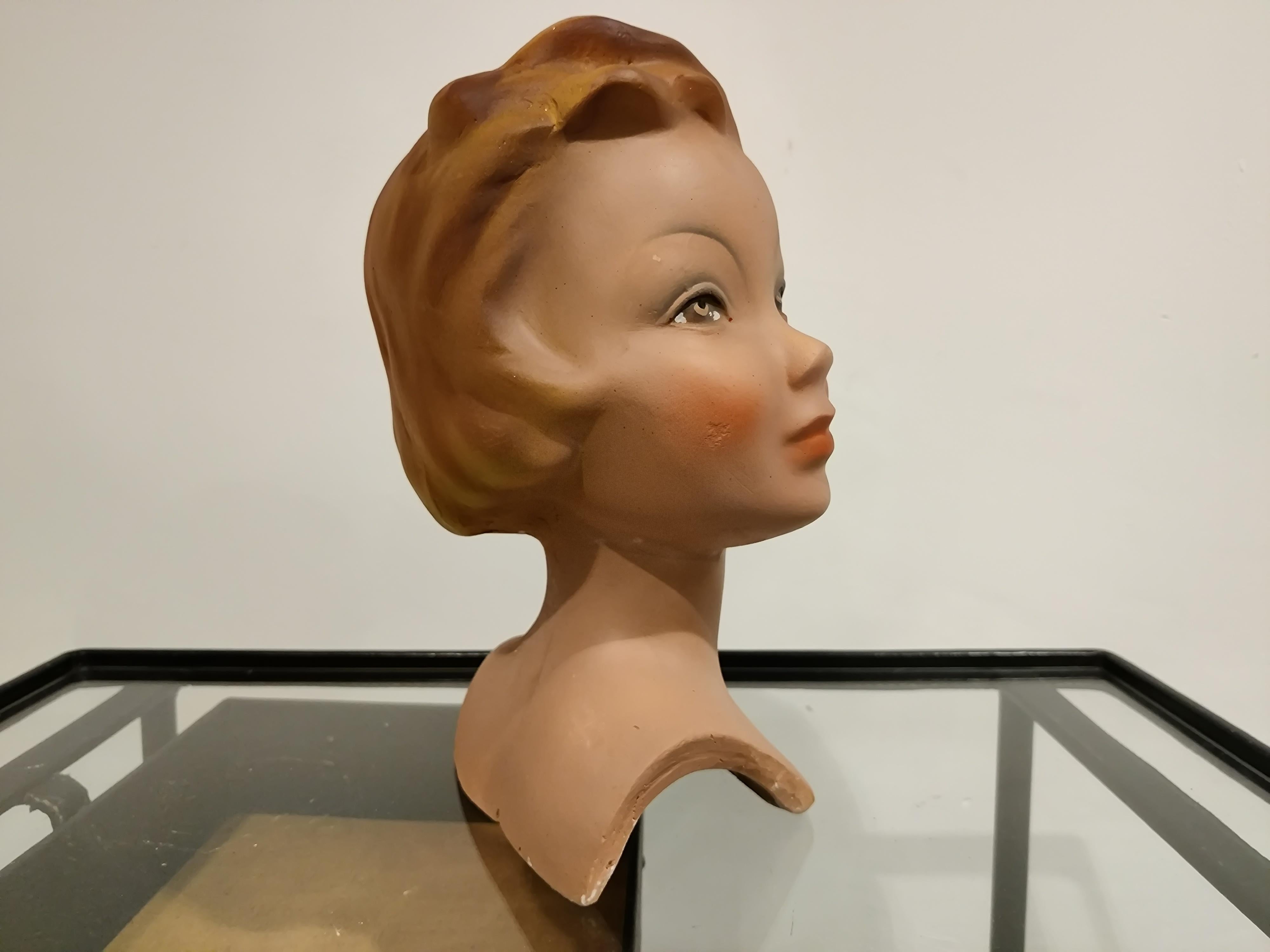 Vintage French Plaster Mannequin Head In Good Condition In HEVERLEE, BE