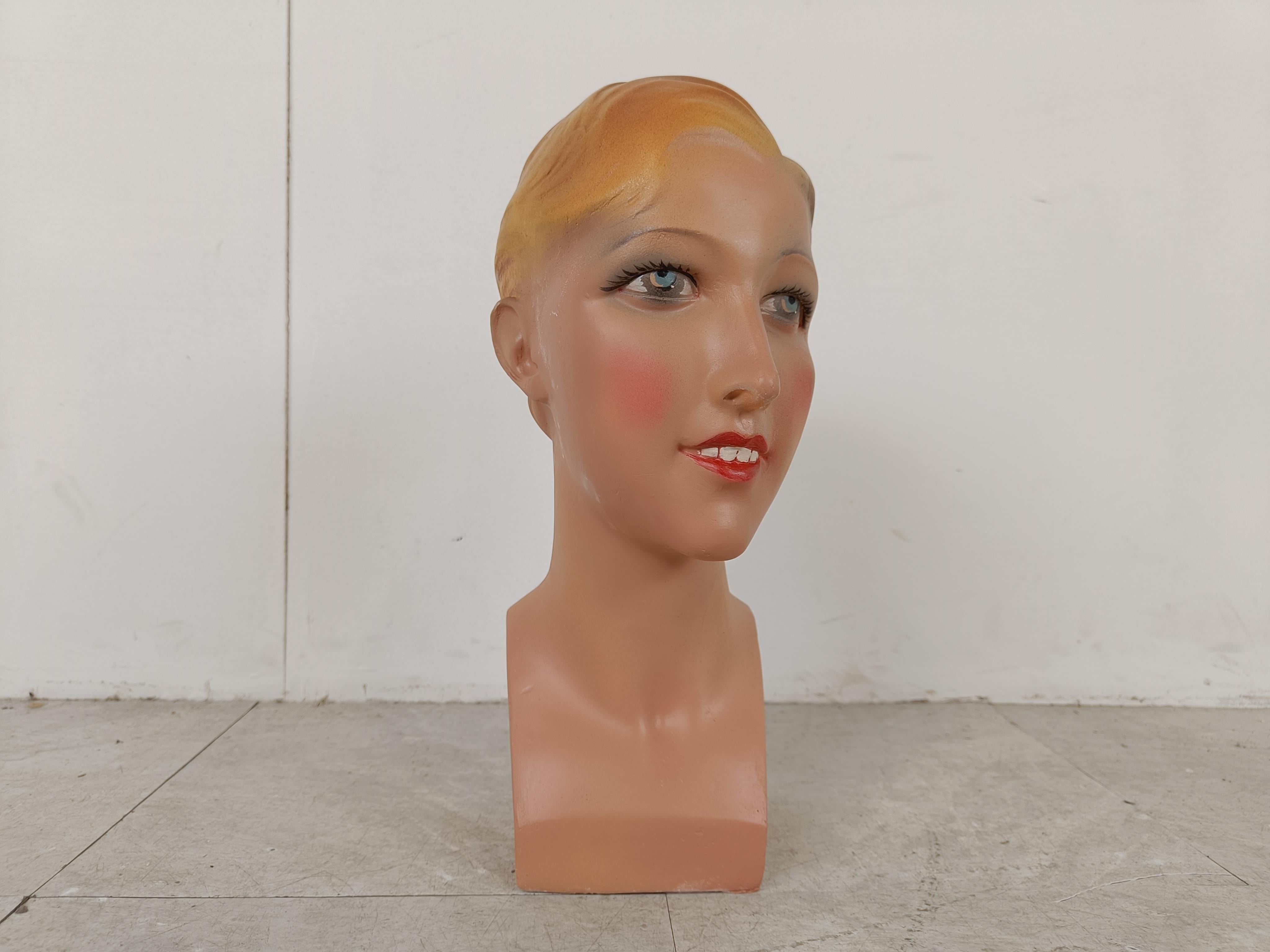Vintage French Plaster Mannequin Head In Good Condition For Sale In HEVERLEE, BE