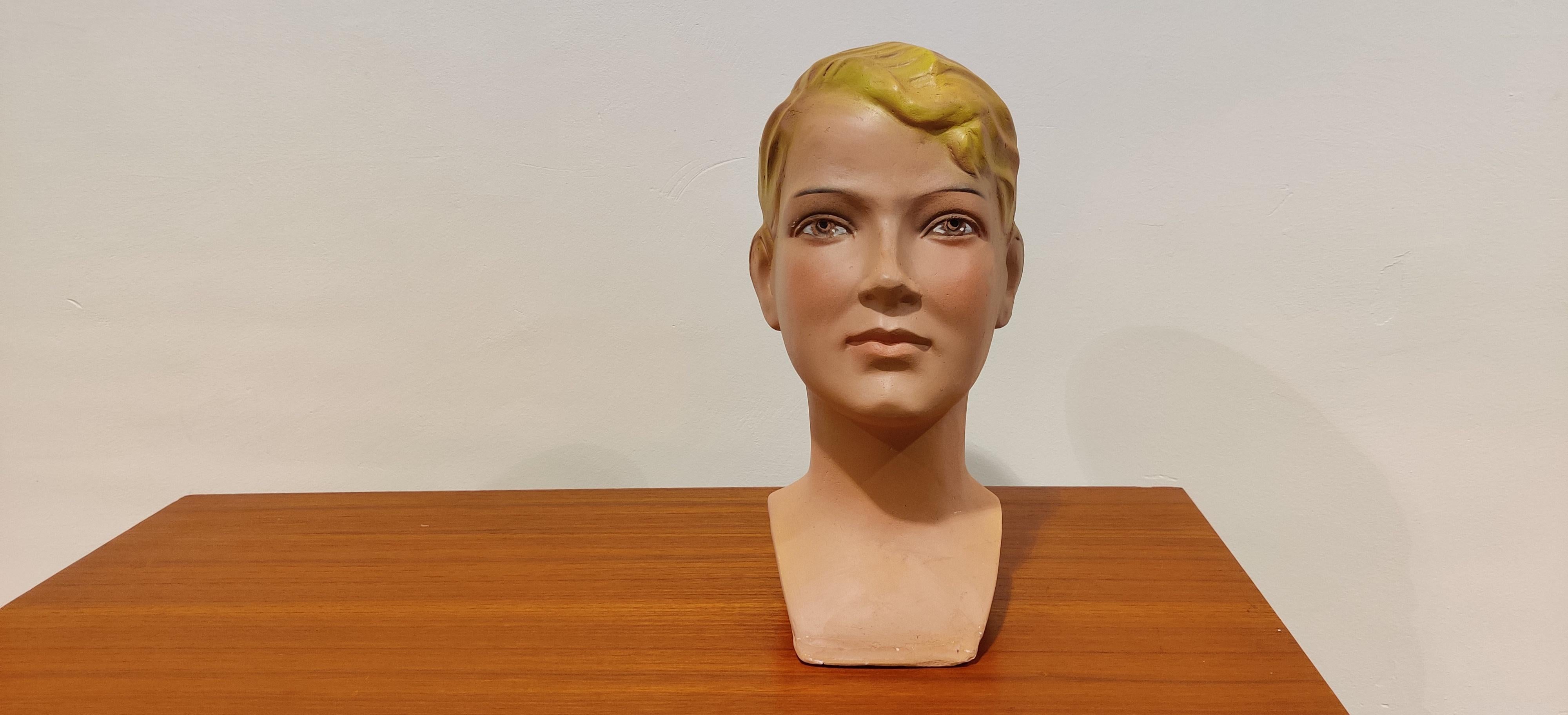 Vintage French Plaster Mannequin Head 1