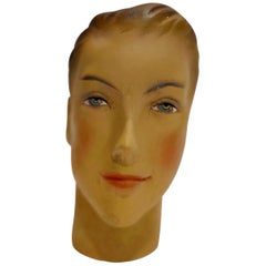 Retro French Plaster Mannequin Head