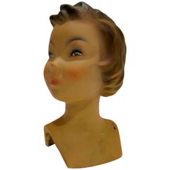 Vintage French Plaster Mannequin Head at 1stDibs