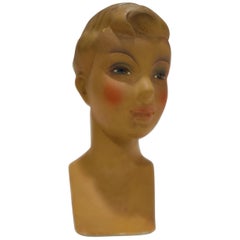 Tête de mannequin française vintage en plâtre