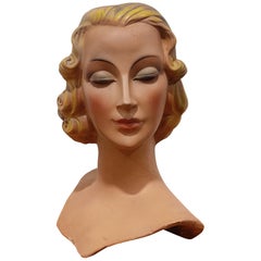 Vintage French Plaster Mannequin Head