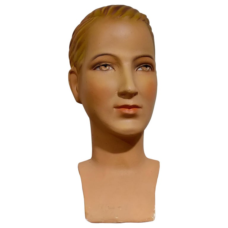 Vintage French Plaster Mannequin Head For Sale at 1stDibs vintage