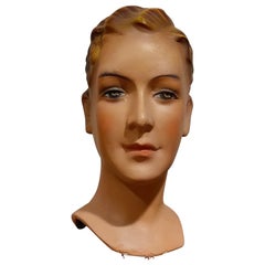 Vintage French Plaster Mannequin Head at 1stDibs