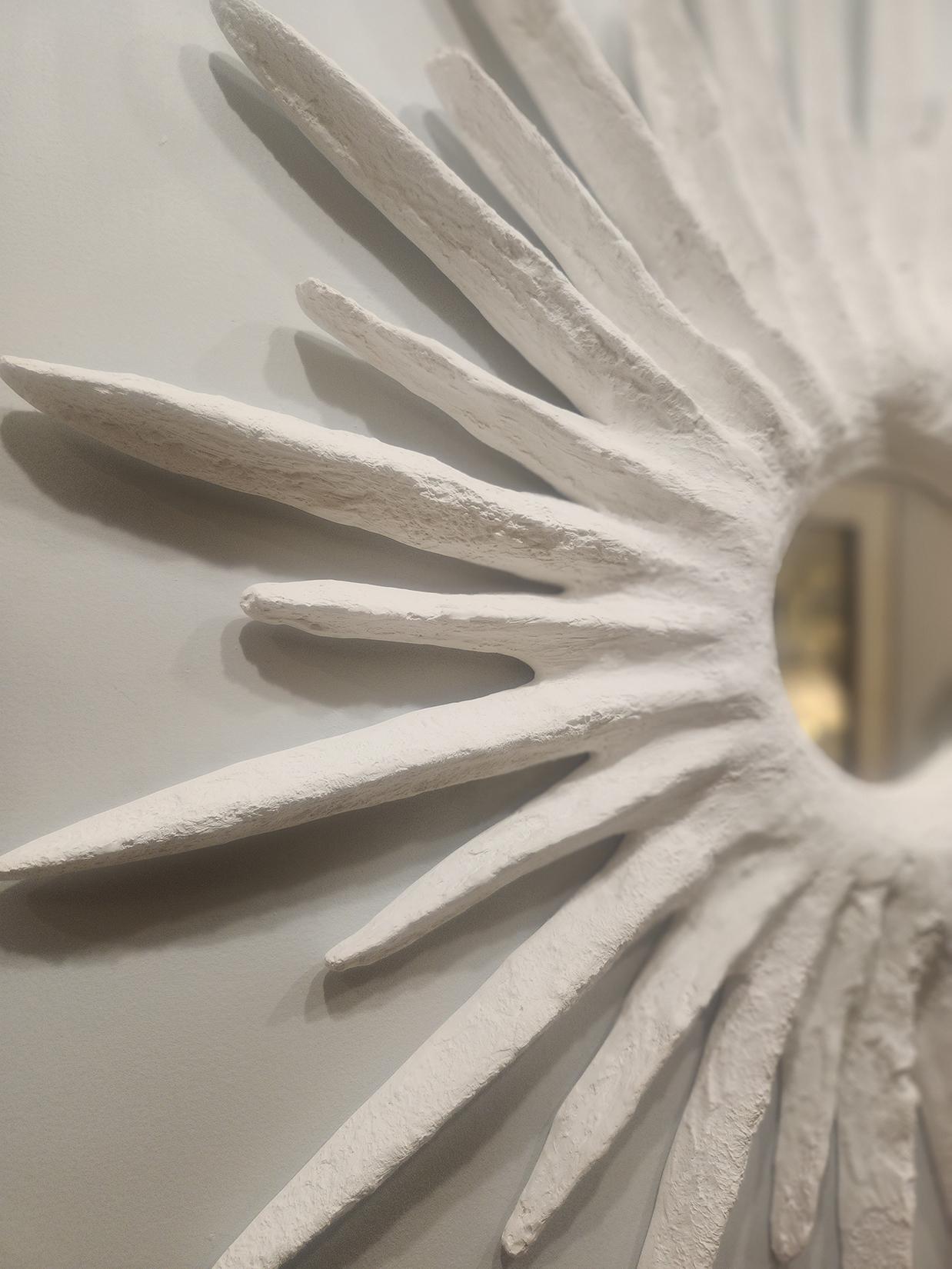 Mid-Century moderno Specchio a raggiera in gesso francese su misura in vendita