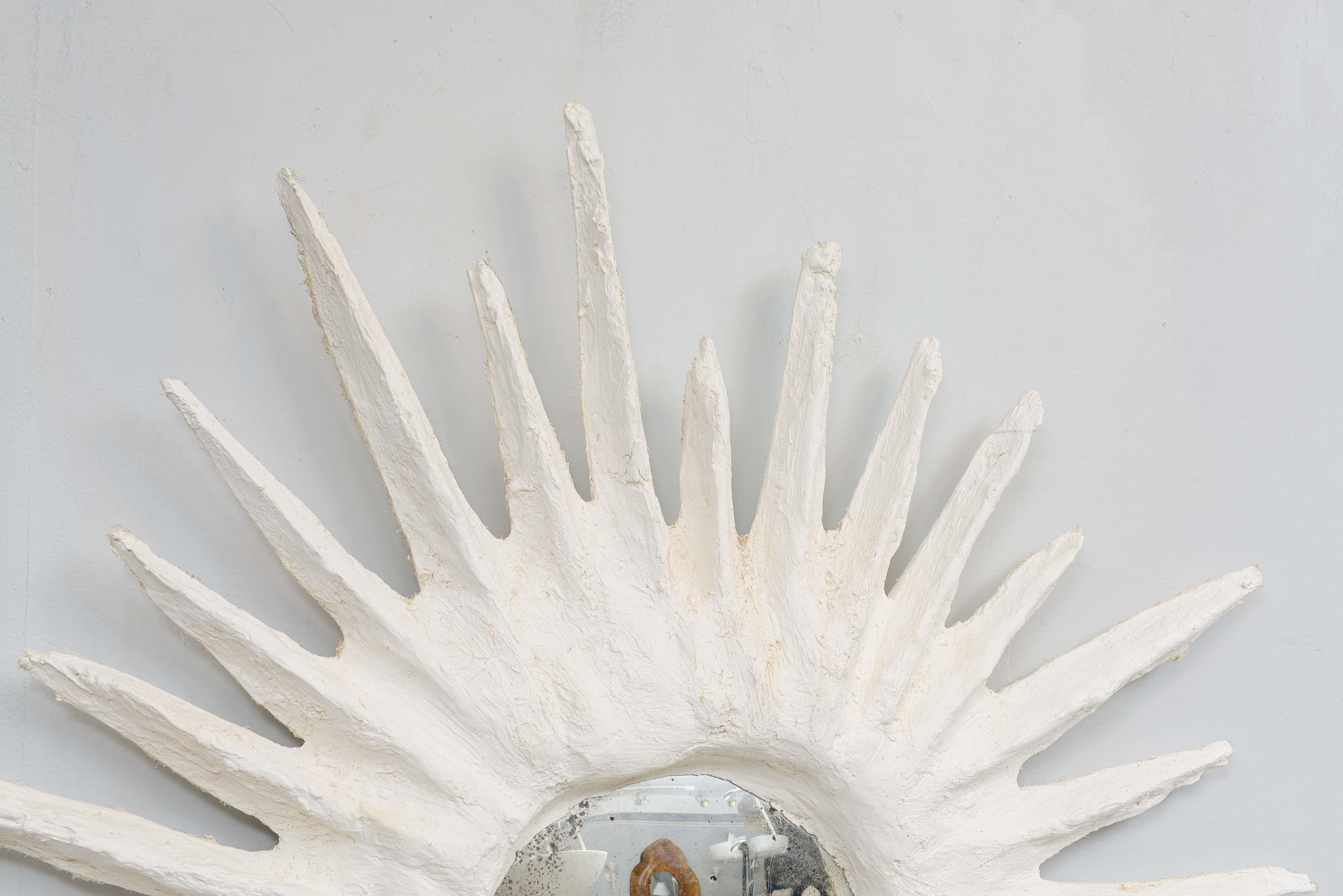 20th Century Vintage French Plaster Sunburst Mirror  For Sale