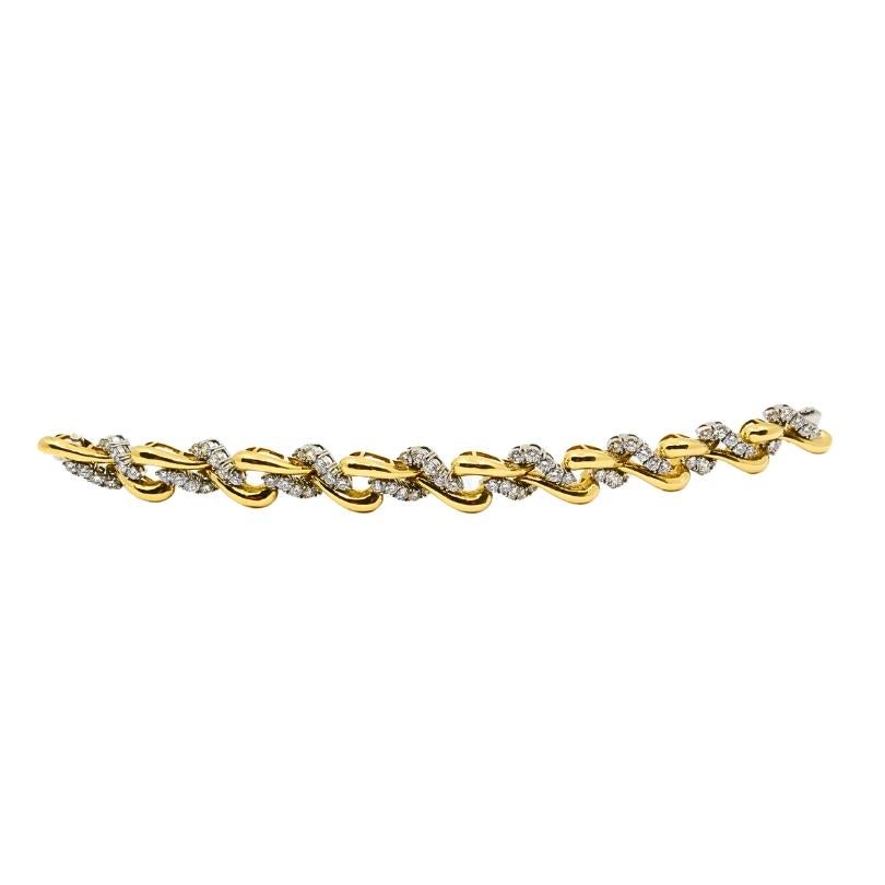 Bracelet français vintage en platine et or 18 carats avec diamants Excellent état - En vente à Beverly Hills, CA