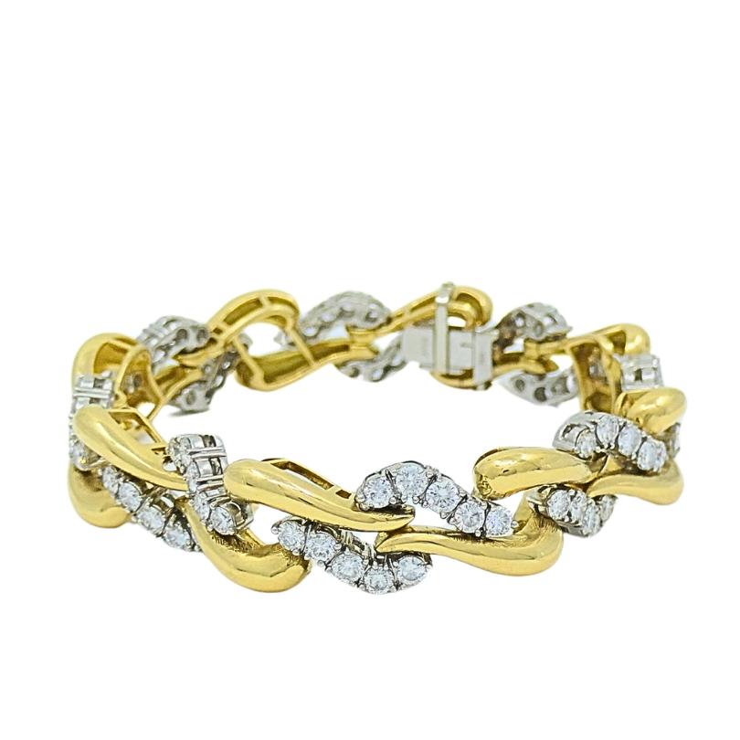 Bracelet français vintage en platine et or 18 carats avec diamants Pour femmes en vente