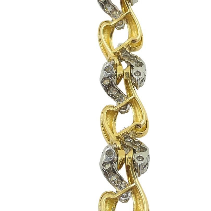 Bracelet français vintage en platine et or 18 carats avec diamants en vente 2