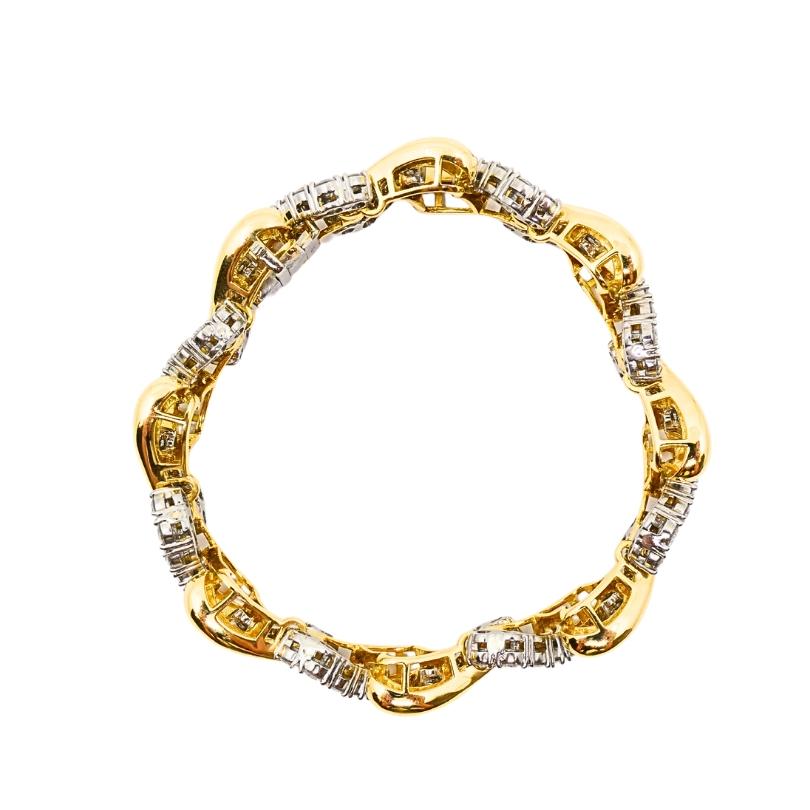 Bracelet français vintage en platine et or 18 carats avec diamants en vente 3