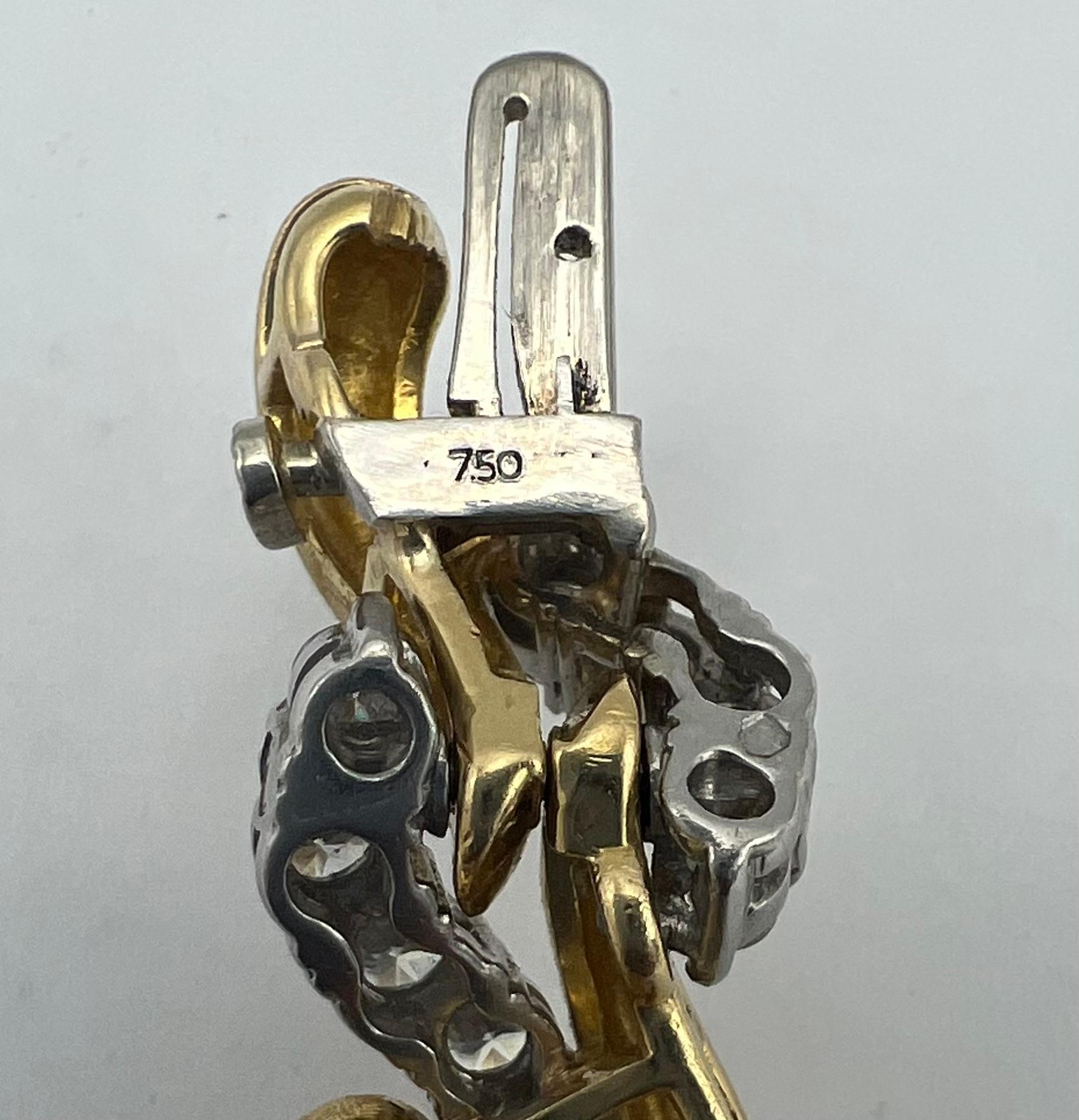 Französisches Armband aus Platin, Gelbgold und Diamanten im Angebot 3