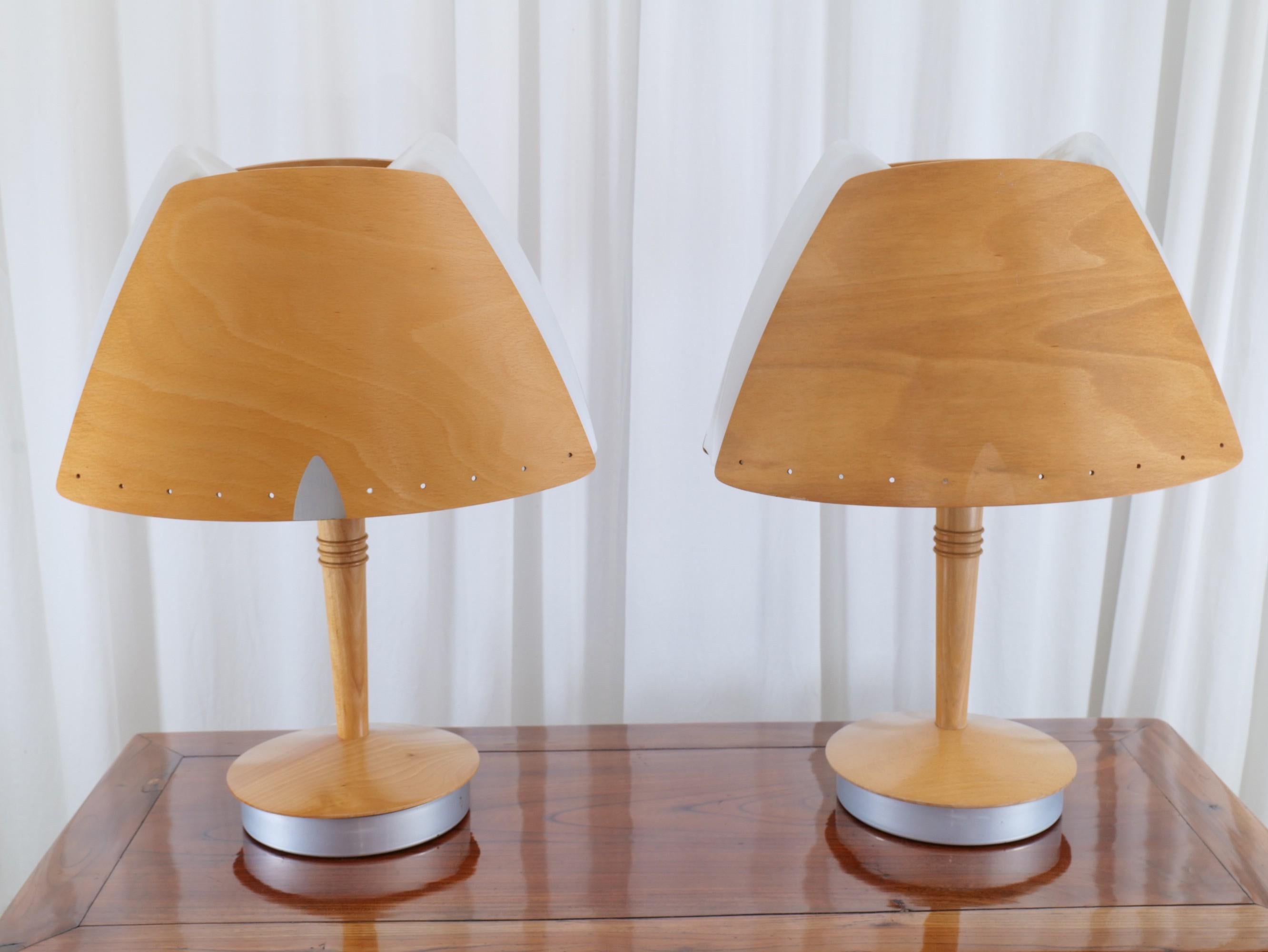 Post-Modern vintage french plywood lamps by Soren Eriksen for Lucid 1980s For Sale
