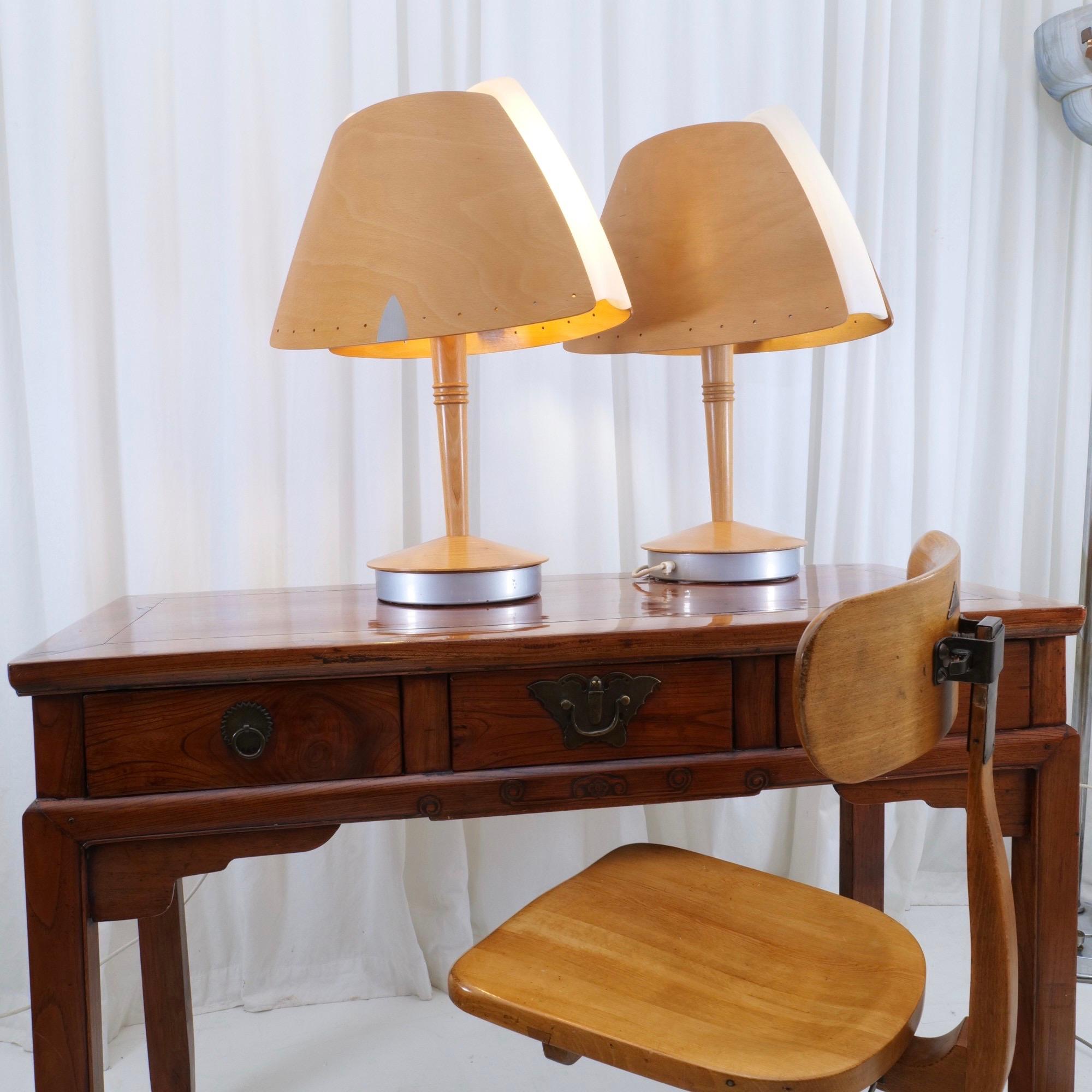 Late 20th Century vintage french plywood lamps by Soren Eriksen for Lucid 1980s For Sale