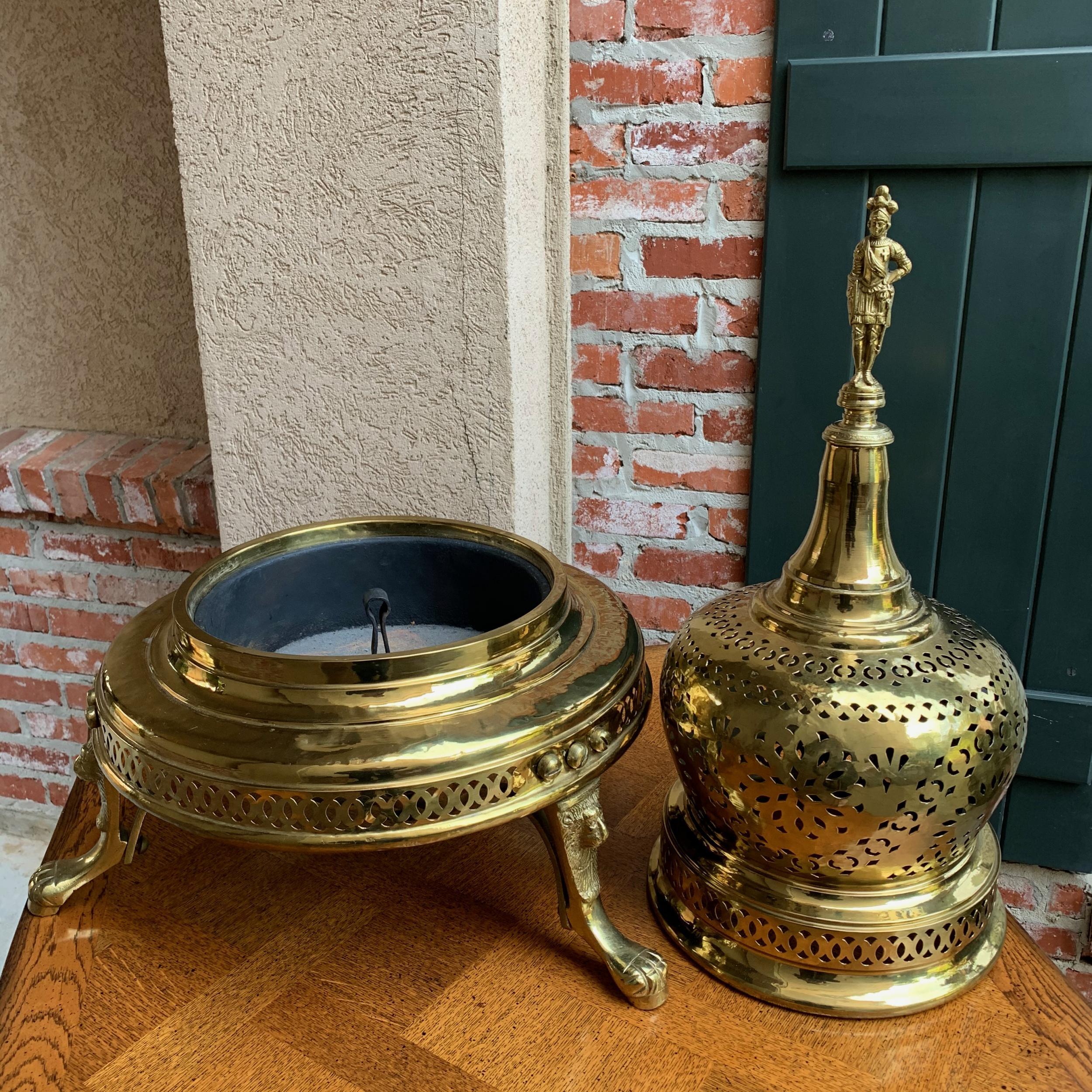 Vintage French Polished Brass Bell Brazier Heater Fire Pit Incense For Sale 3