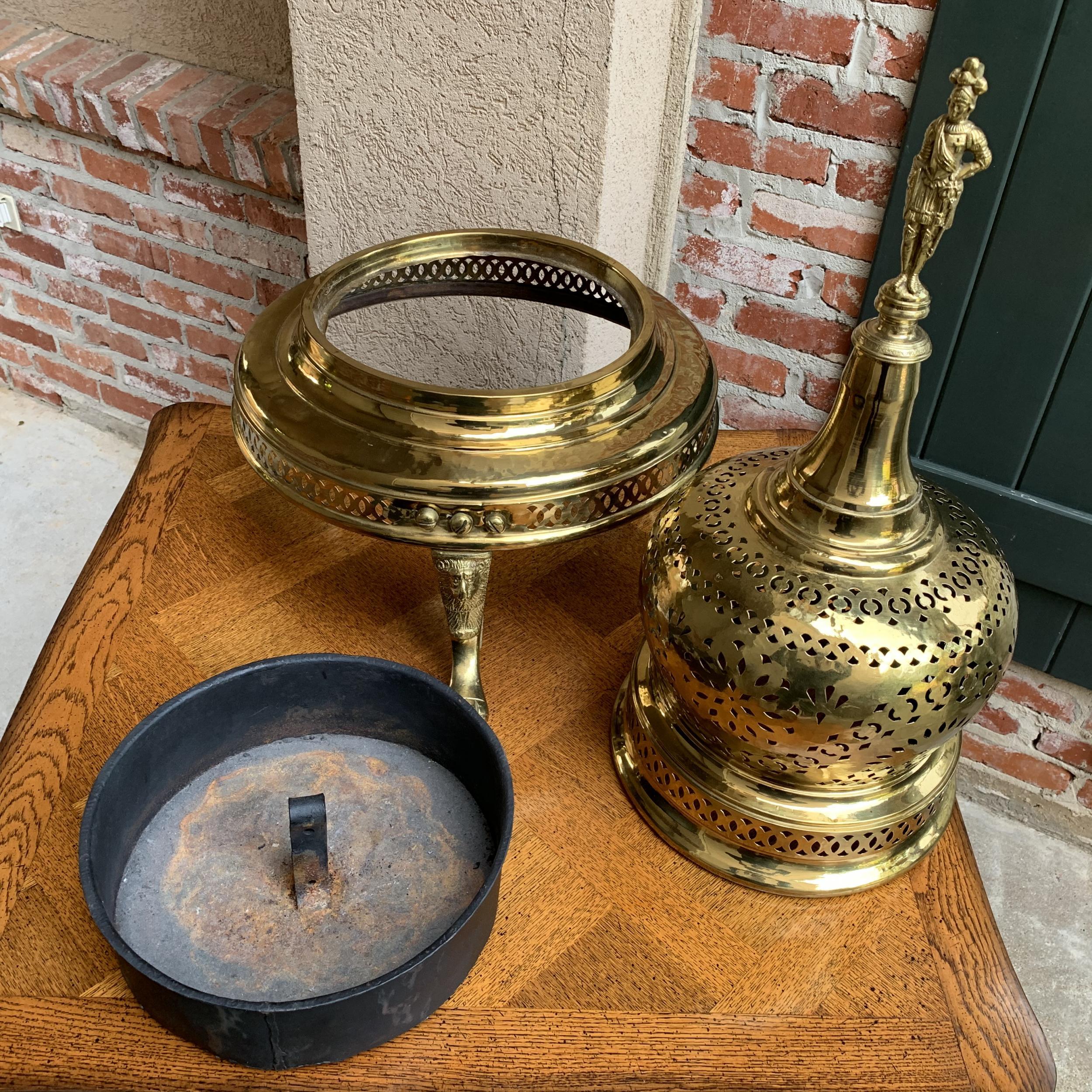 Vintage French Polished Brass Bell Brazier Heater Fire Pit Incense For Sale 4