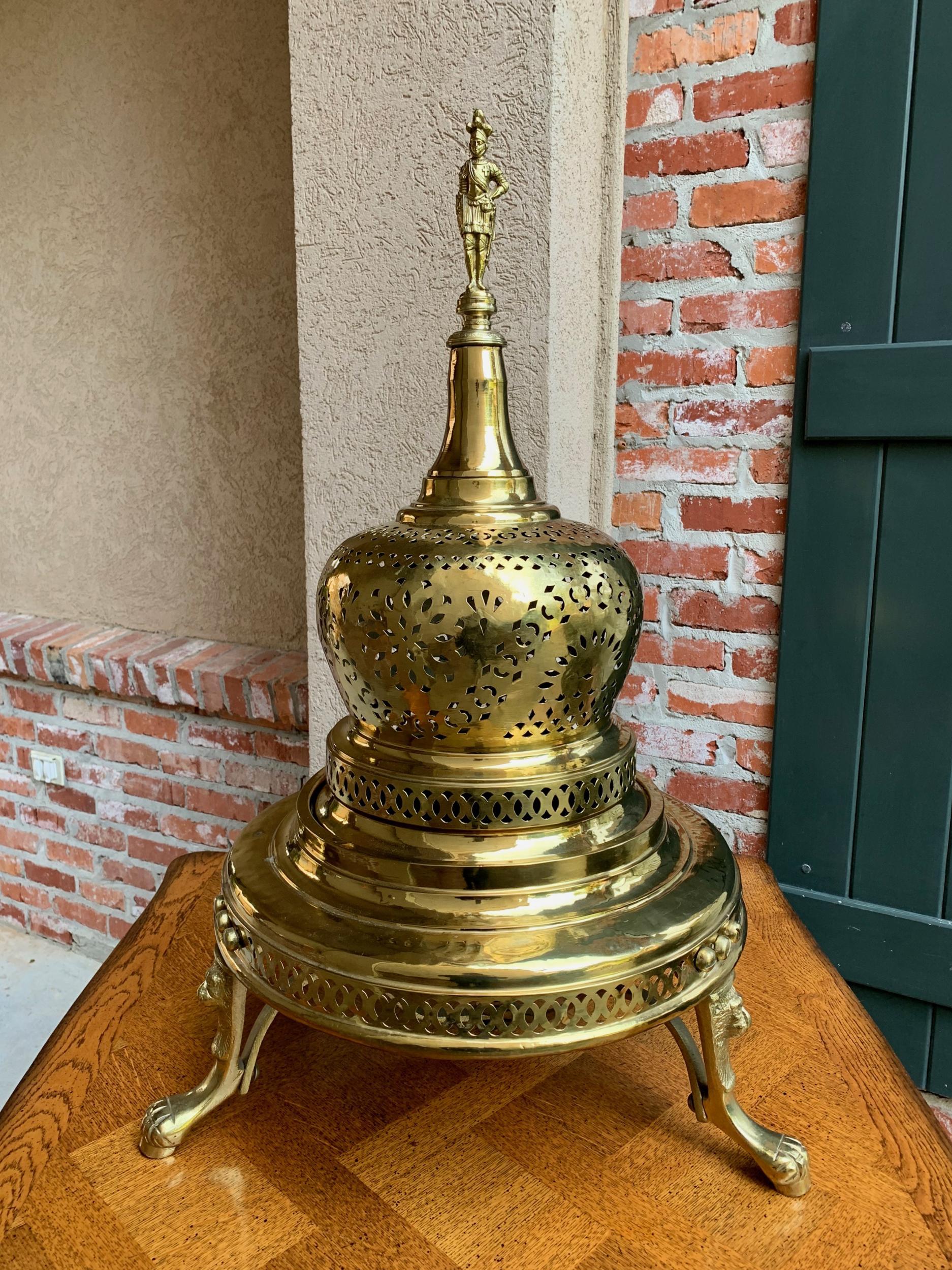 Vintage French Polished Brass Bell Brazier Heater Fire Pit Incense For Sale 6